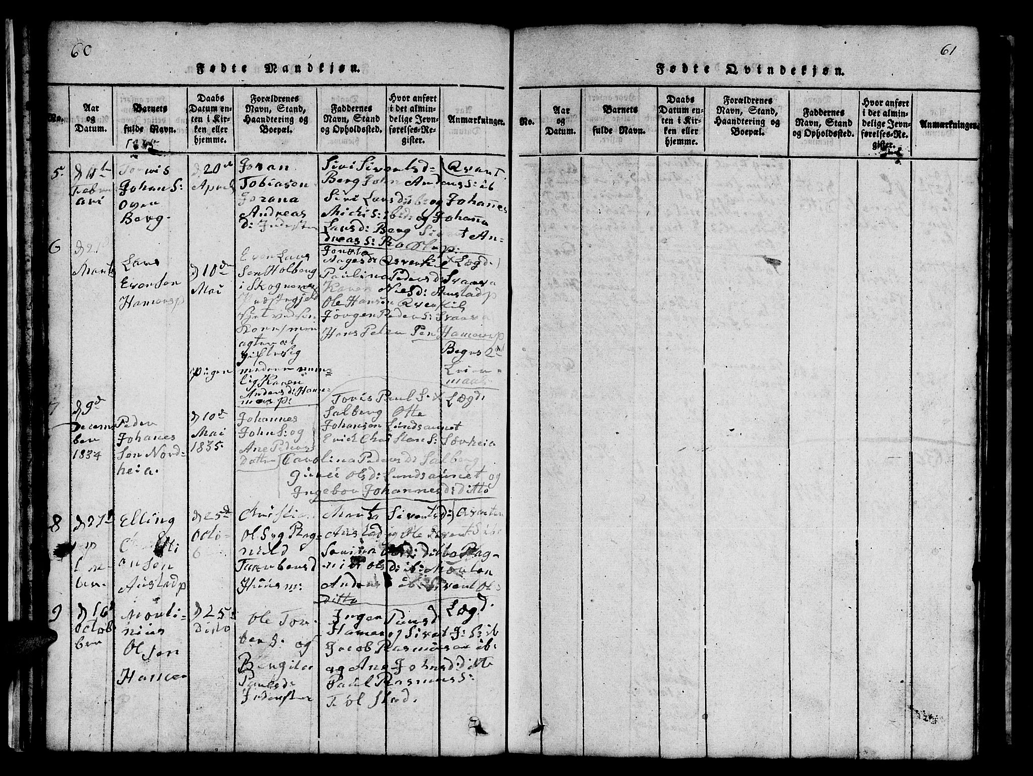 Ministerialprotokoller, klokkerbøker og fødselsregistre - Nord-Trøndelag, SAT/A-1458/731/L0310: Parish register (copy) no. 731C01, 1816-1874, p. 60-61