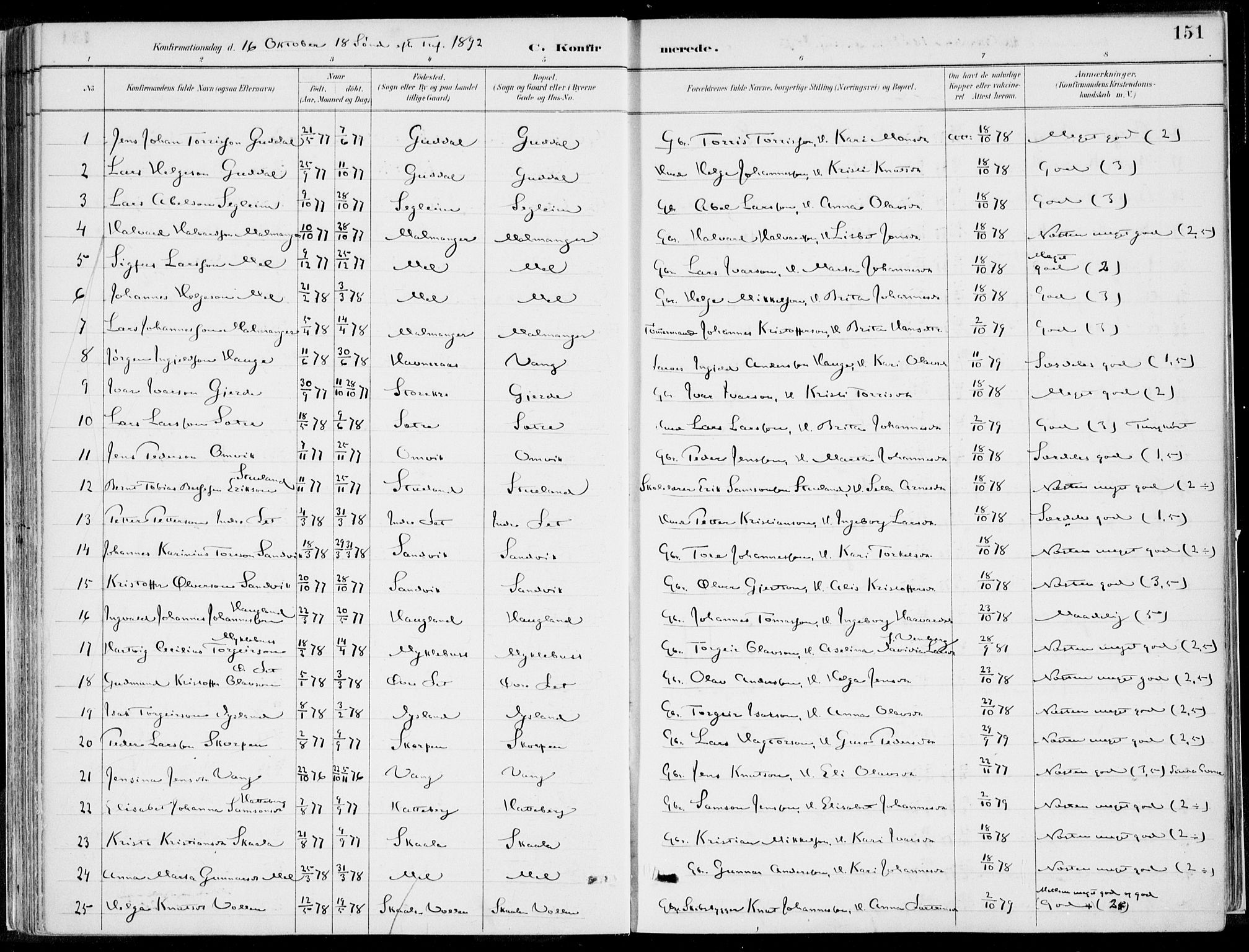 Kvinnherad sokneprestembete, SAB/A-76401/H/Haa: Parish register (official) no. B  1, 1887-1921, p. 151