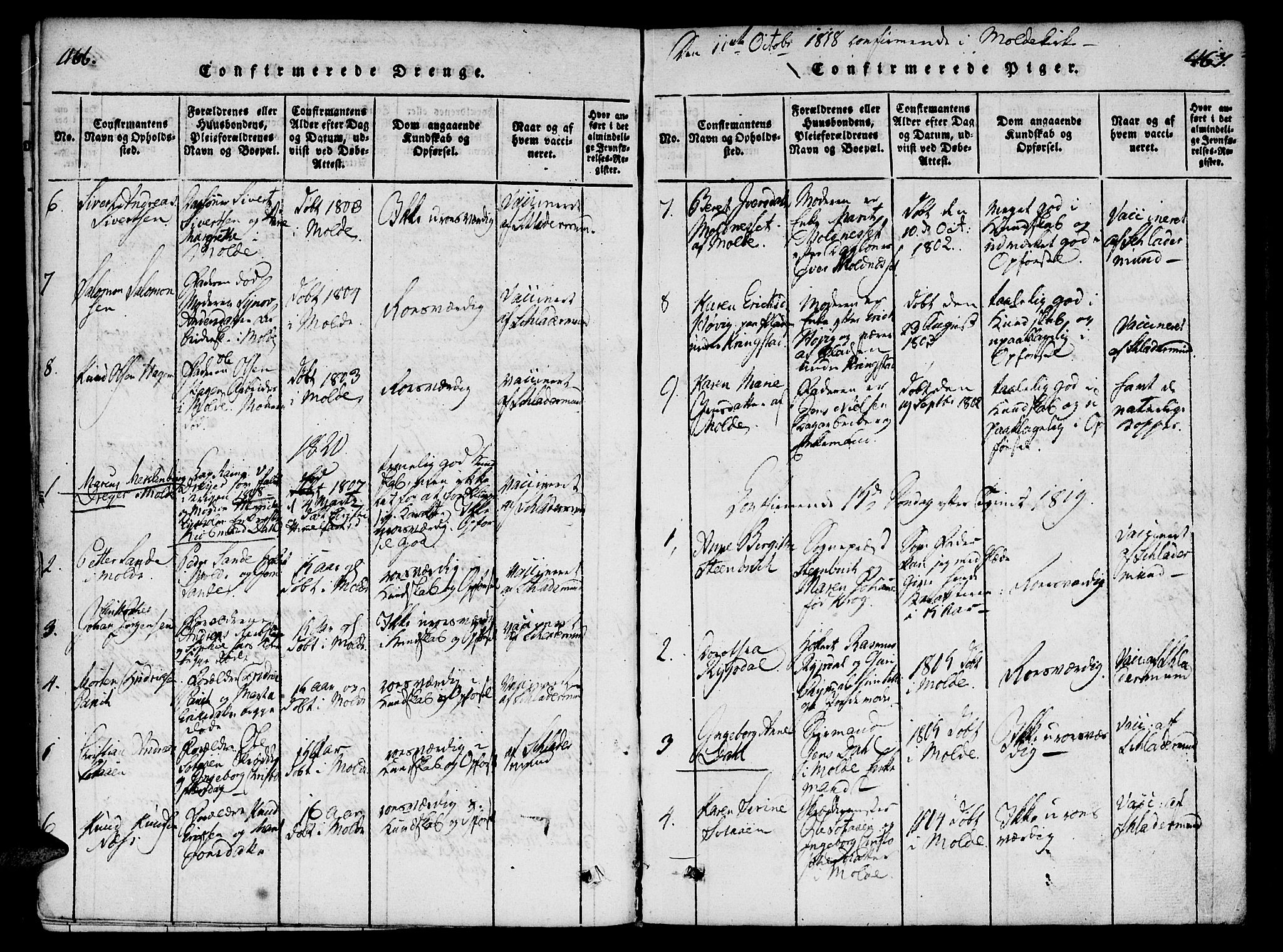 Ministerialprotokoller, klokkerbøker og fødselsregistre - Møre og Romsdal, SAT/A-1454/558/L0688: Parish register (official) no. 558A02, 1818-1843, p. 466-467