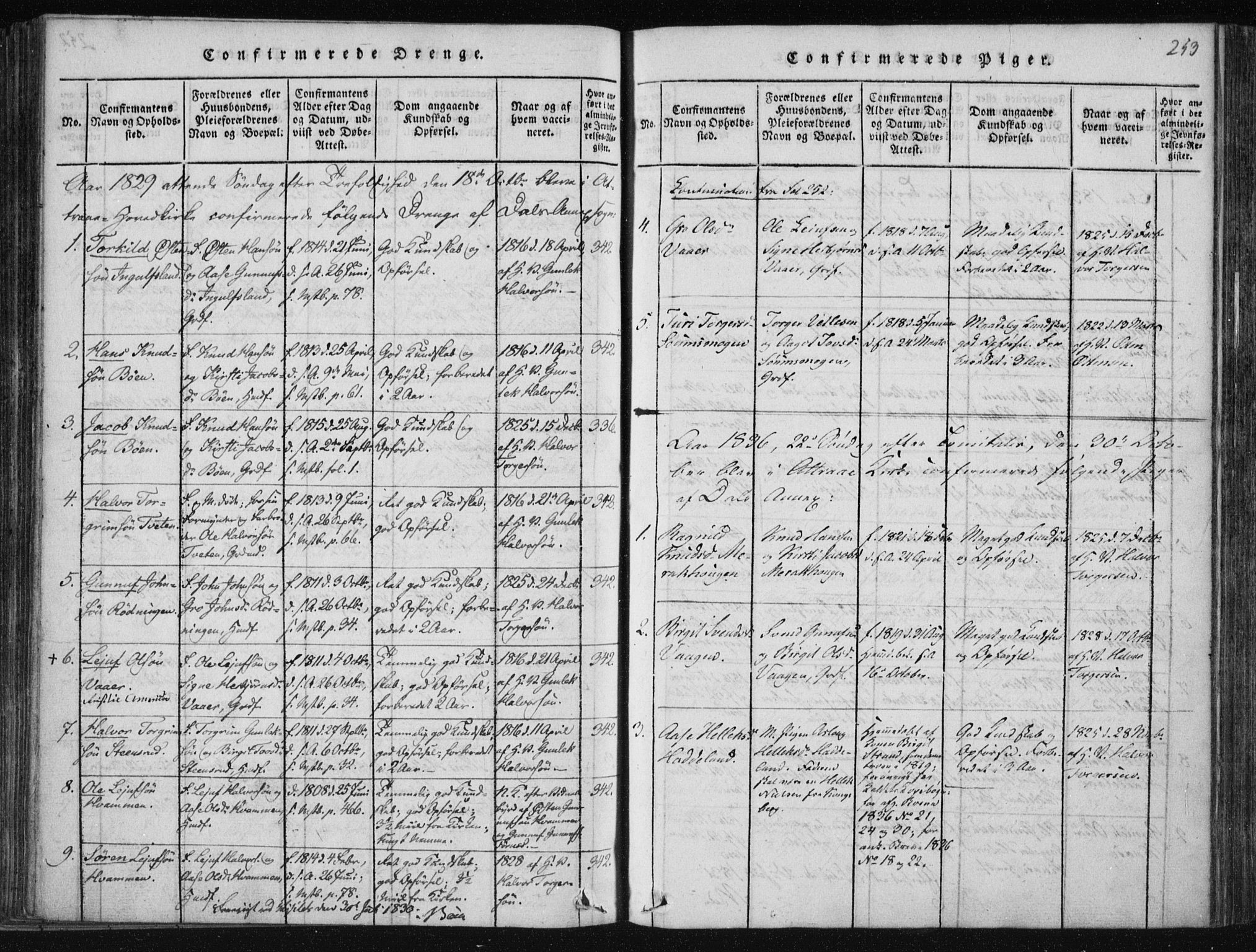 Tinn kirkebøker, SAKO/A-308/F/Fc/L0001: Parish register (official) no. III 1, 1815-1843, p. 253