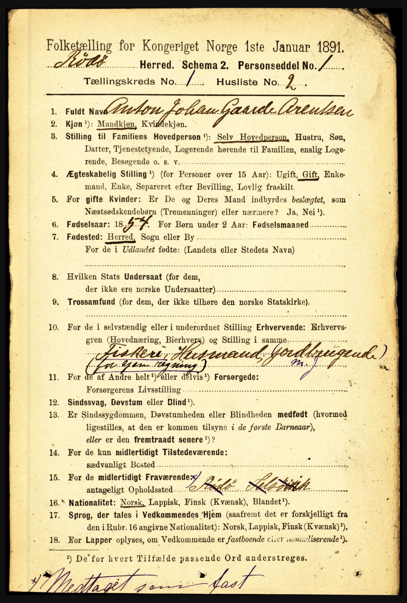 RA, 1891 census for 1836 Rødøy, 1891, p. 41