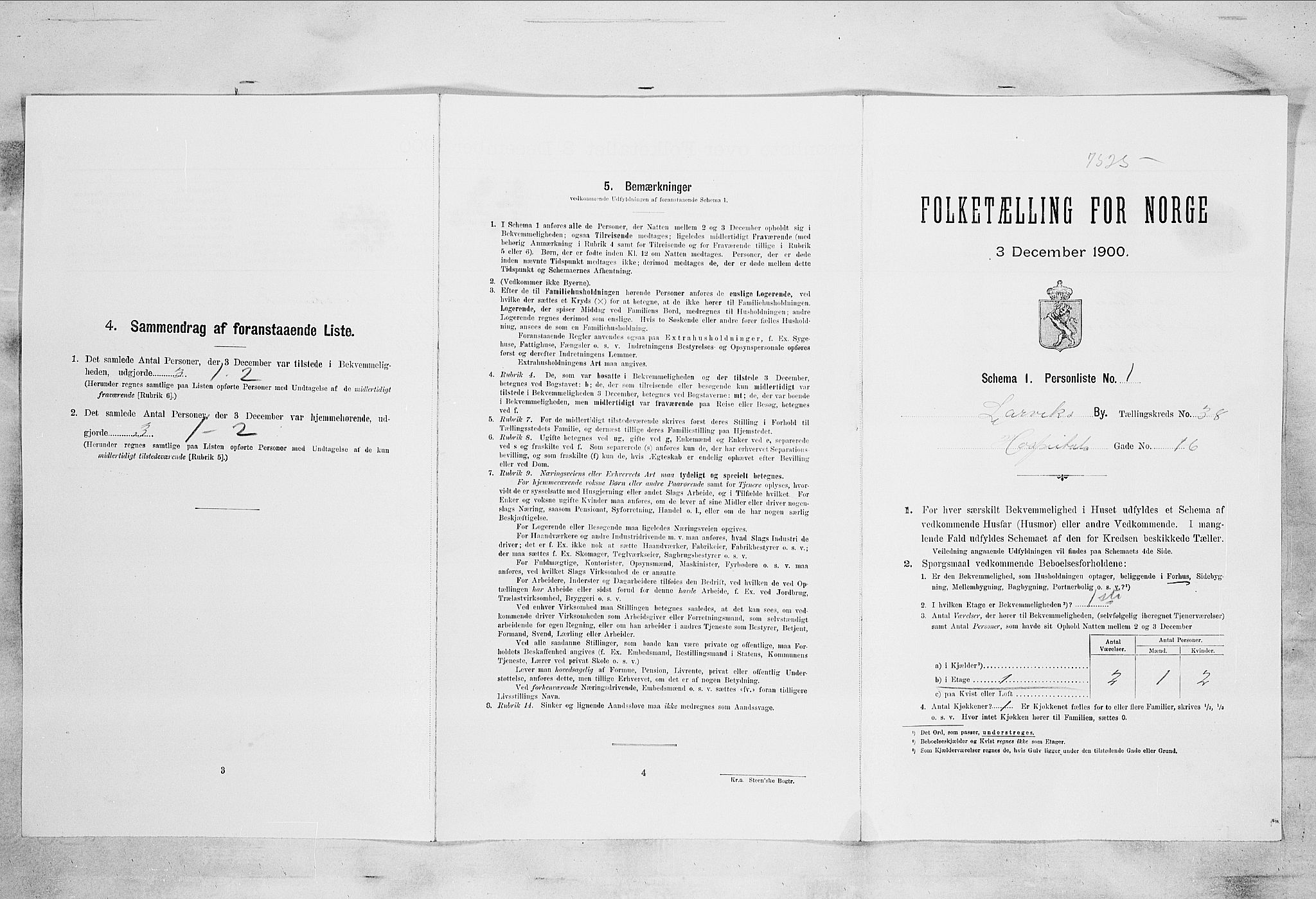 RA, 1900 census for Larvik, 1900, p. 5124