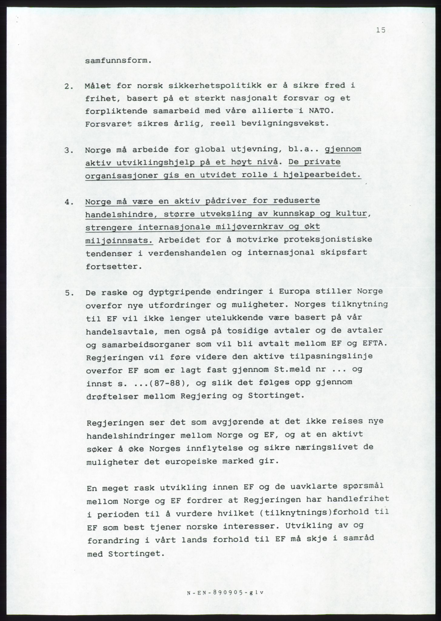 Forhandlingsmøtene 1989 mellom Høyre, KrF og Senterpartiet om dannelse av regjering, AV/RA-PA-0697/A/L0001: Forhandlingsprotokoll med vedlegg, 1989, p. 16