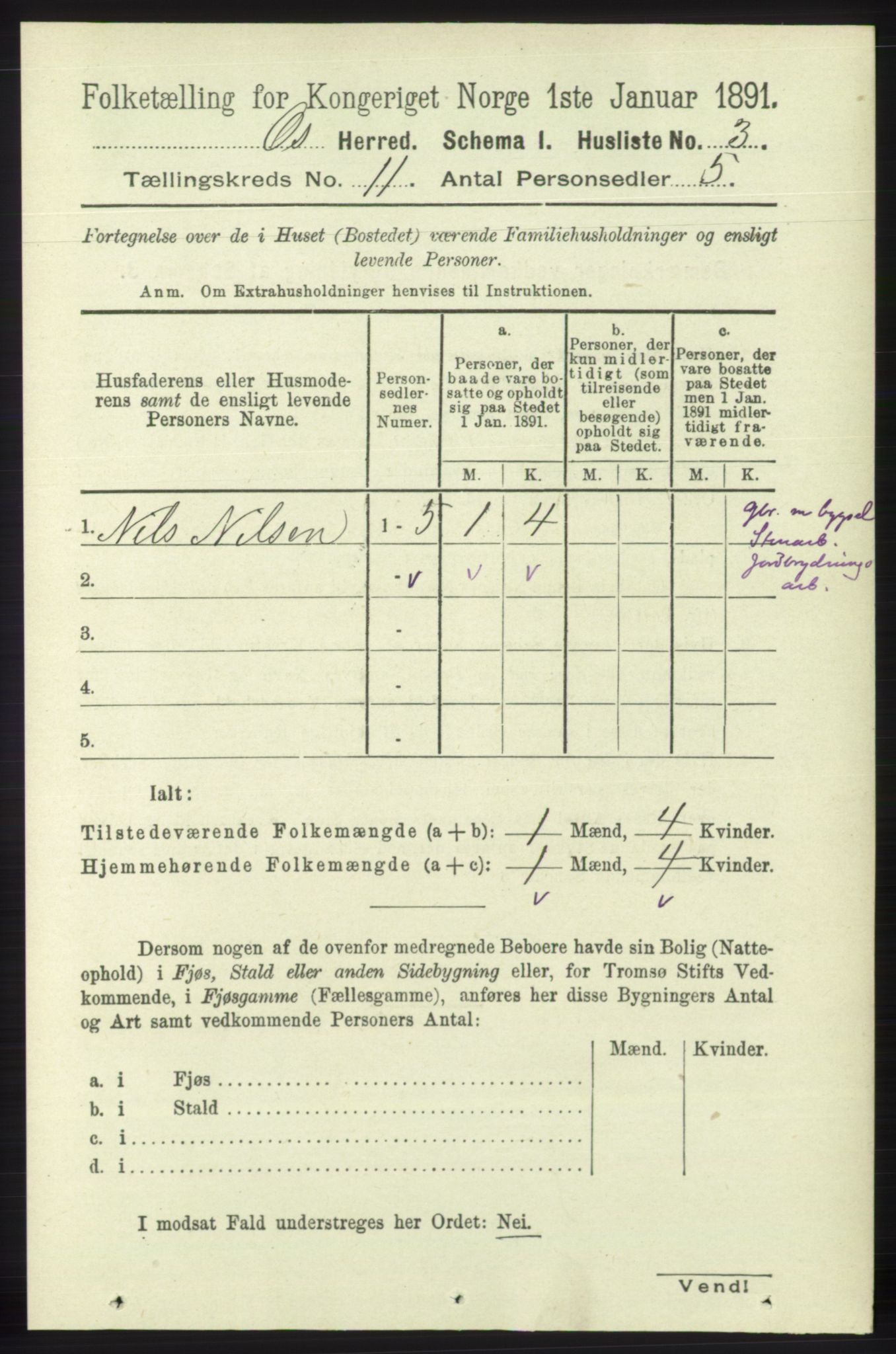 RA, 1891 census for 1243 Os, 1891, p. 2549