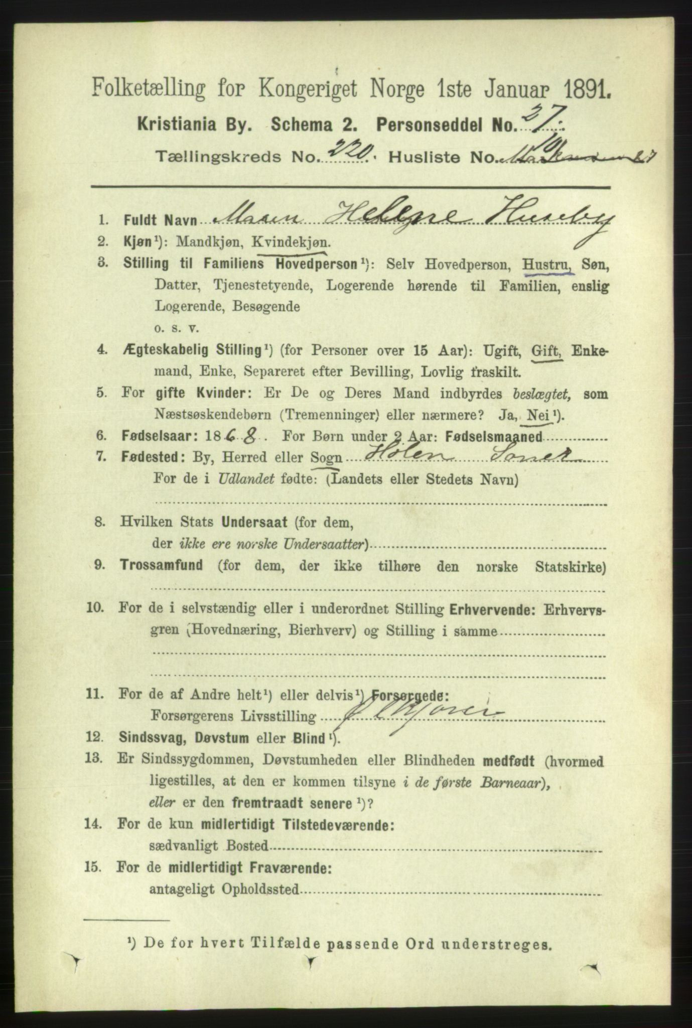 RA, 1891 census for 0301 Kristiania, 1891, p. 131075