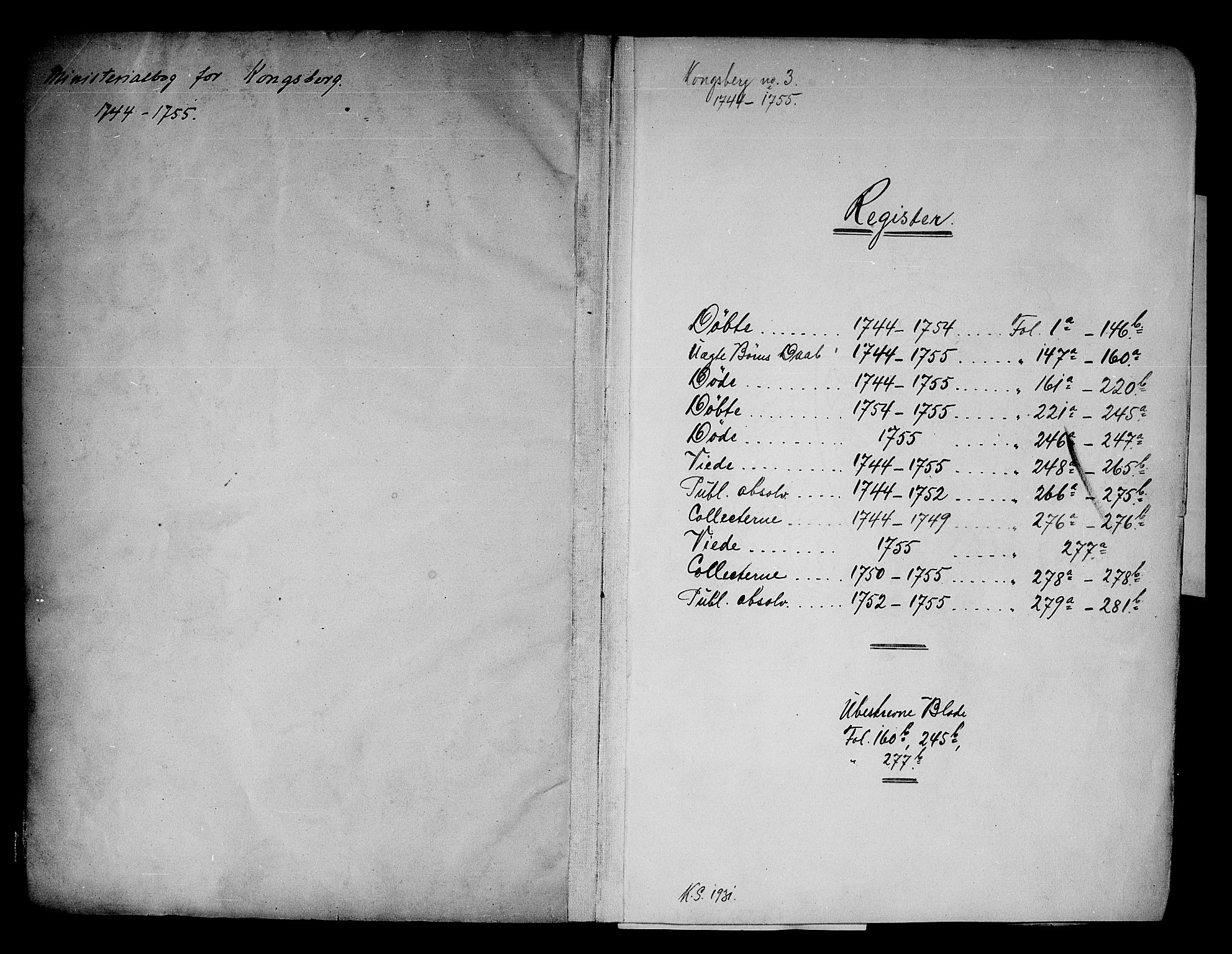 Kongsberg kirkebøker, SAKO/A-22/F/Fa/L0003: Parish register (official) no. I 3, 1744-1755