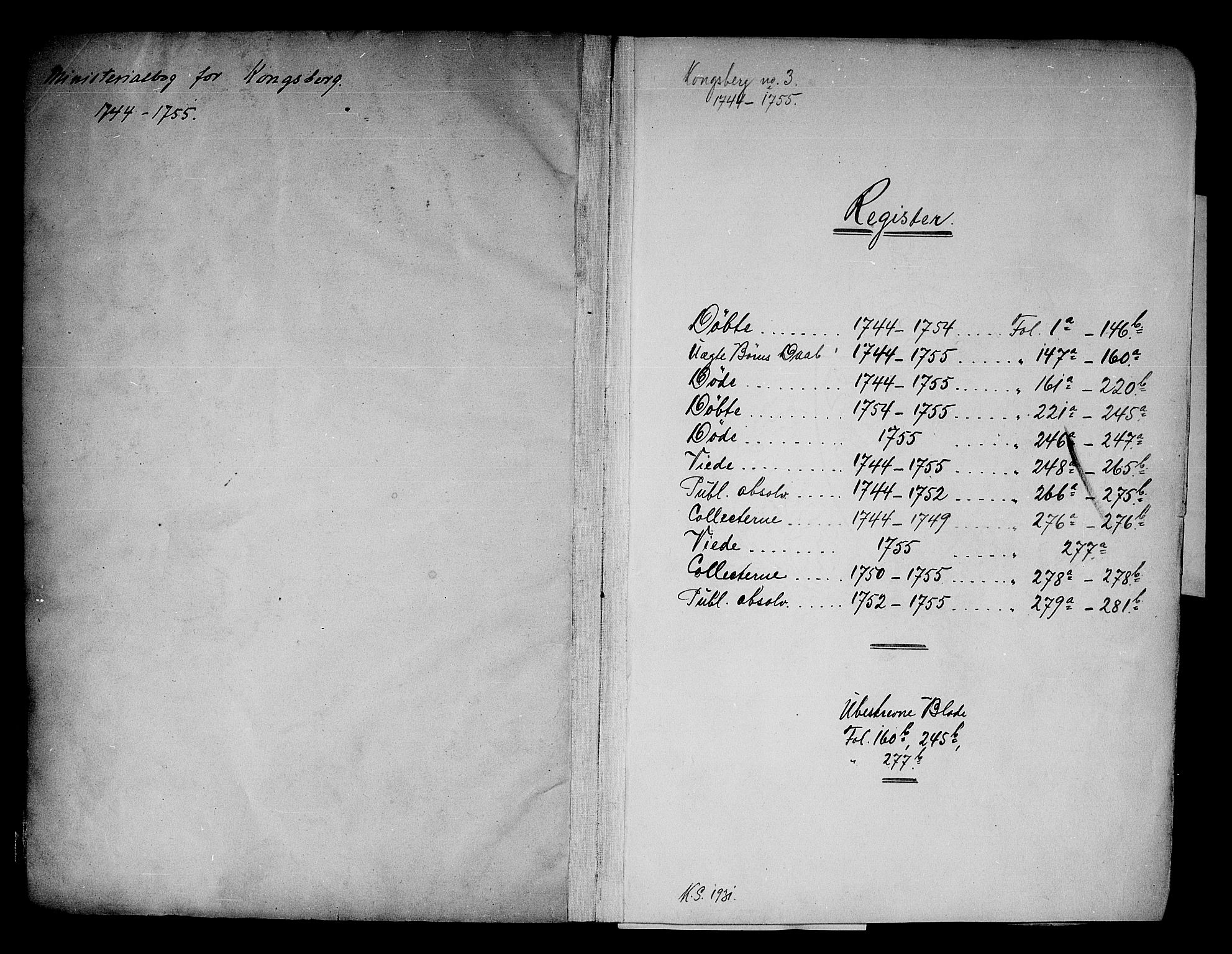 Kongsberg kirkebøker, AV/SAKO-A-22/F/Fa/L0003: Parish register (official) no. I 3, 1744-1755