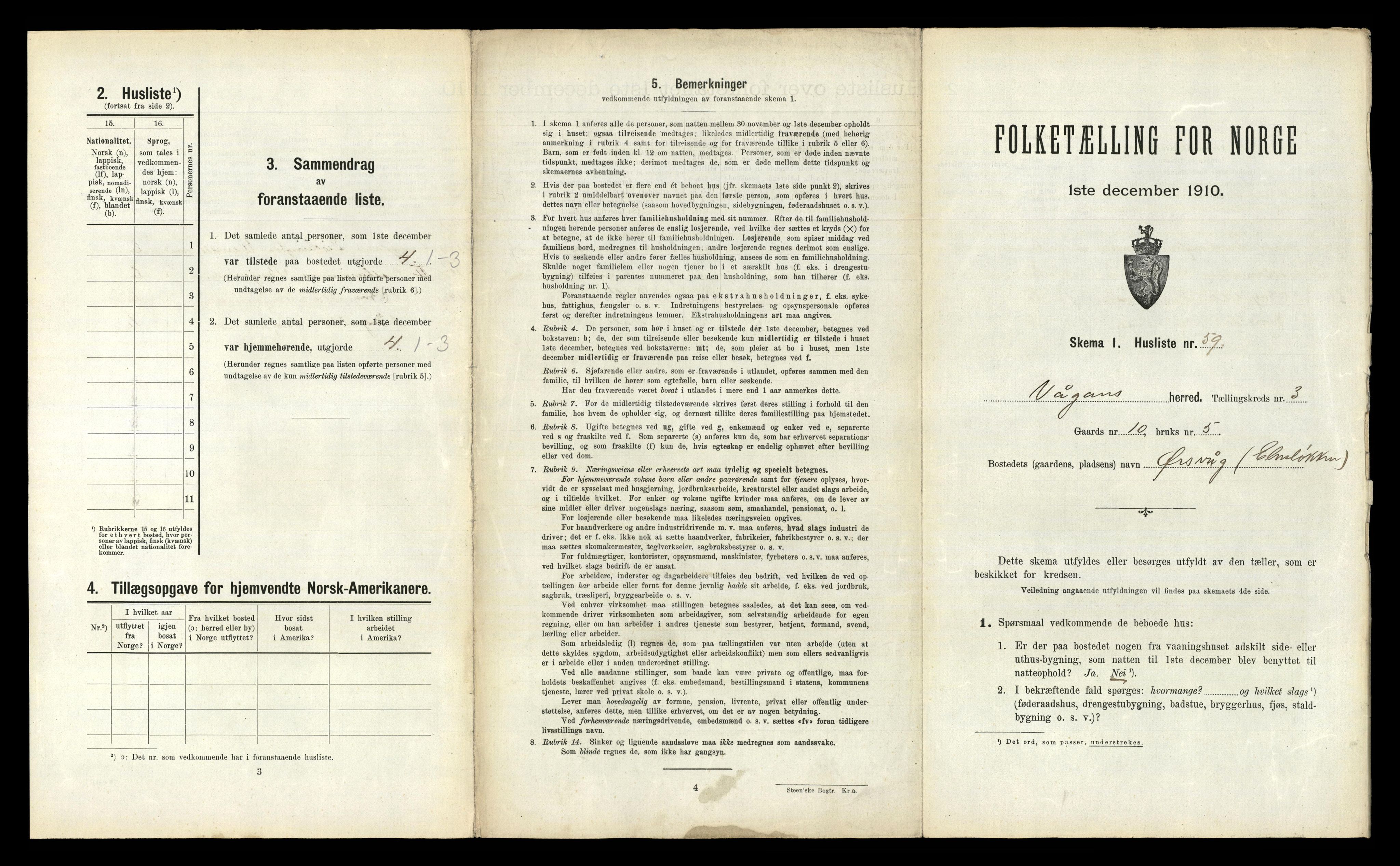 RA, 1910 census for Vågan, 1910, p. 383