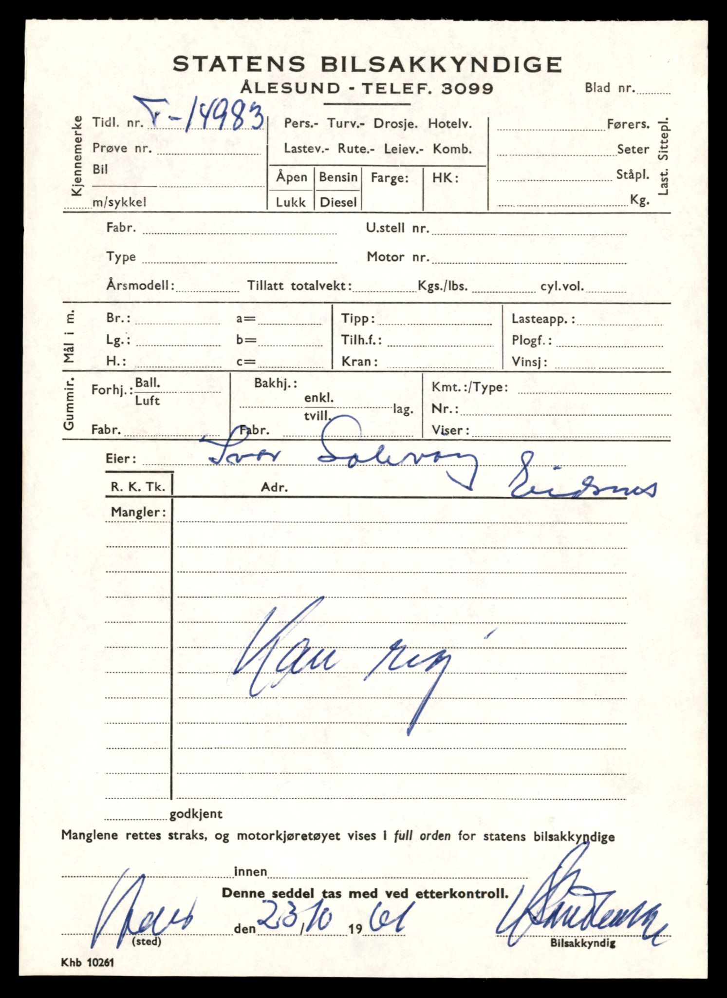Møre og Romsdal vegkontor - Ålesund trafikkstasjon, AV/SAT-A-4099/F/Fe/L0049: Registreringskort for kjøretøy T 14864 - T 18613, 1927-1998, p. 2847