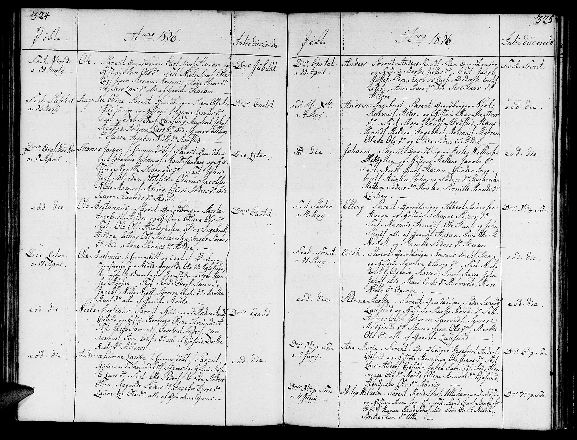 Ministerialprotokoller, klokkerbøker og fødselsregistre - Møre og Romsdal, SAT/A-1454/536/L0494: Parish register (official) no. 536A03, 1803-1836, p. 324-325