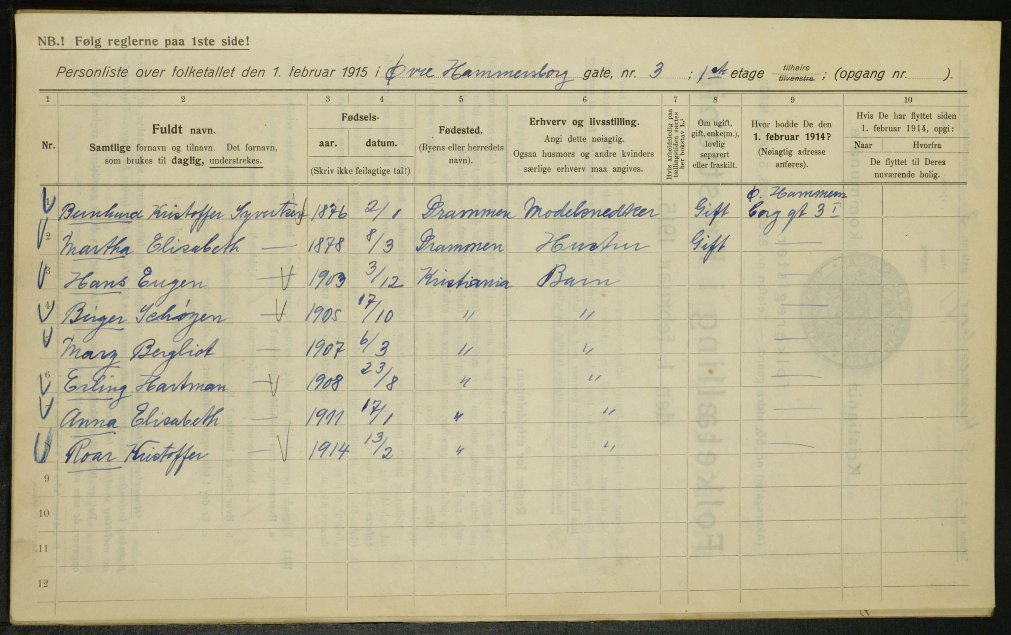 OBA, Municipal Census 1915 for Kristiania, 1915, p. 130474