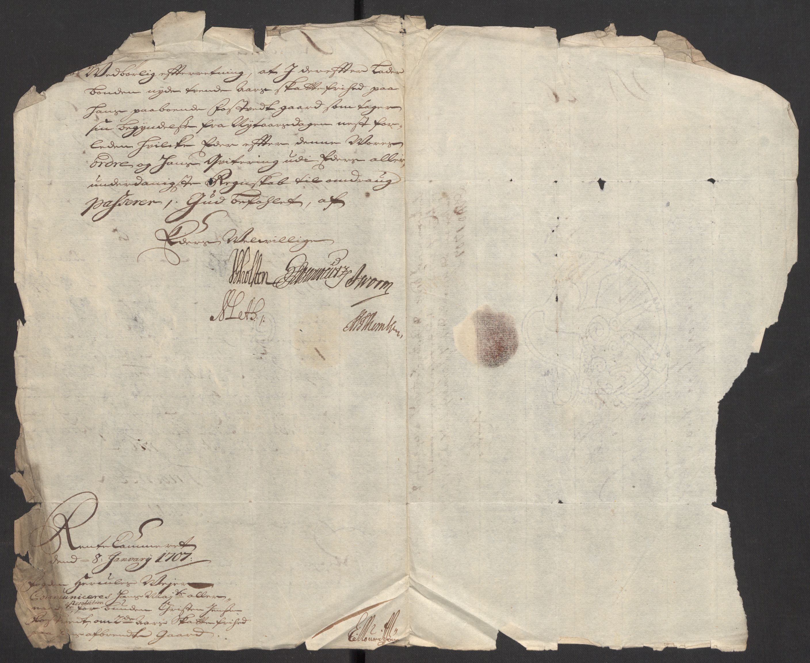 Rentekammeret inntil 1814, Reviderte regnskaper, Fogderegnskap, AV/RA-EA-4092/R36/L2117: Fogderegnskap Øvre og Nedre Telemark og Bamble, 1707, p. 524