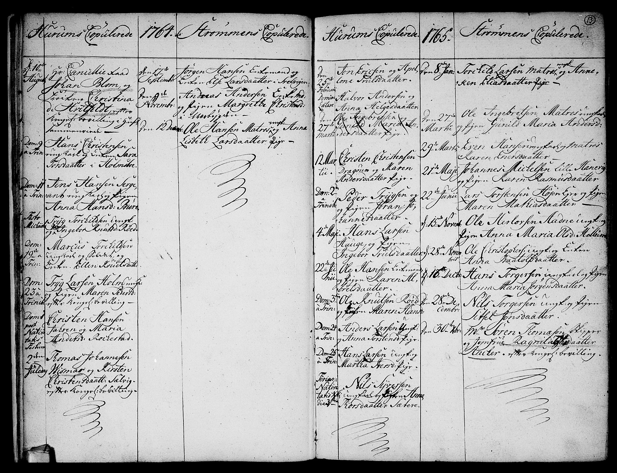 Hurum kirkebøker, AV/SAKO-A-229/F/Fa/L0006: Parish register (official) no. 6, 1756-1770, p. 13