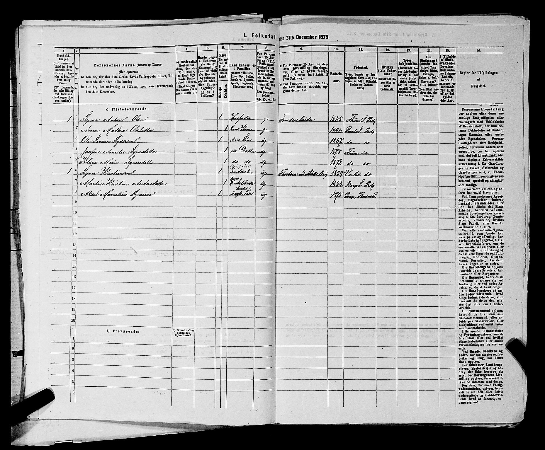 RA, 1875 census for 0113P Borge, 1875, p. 543