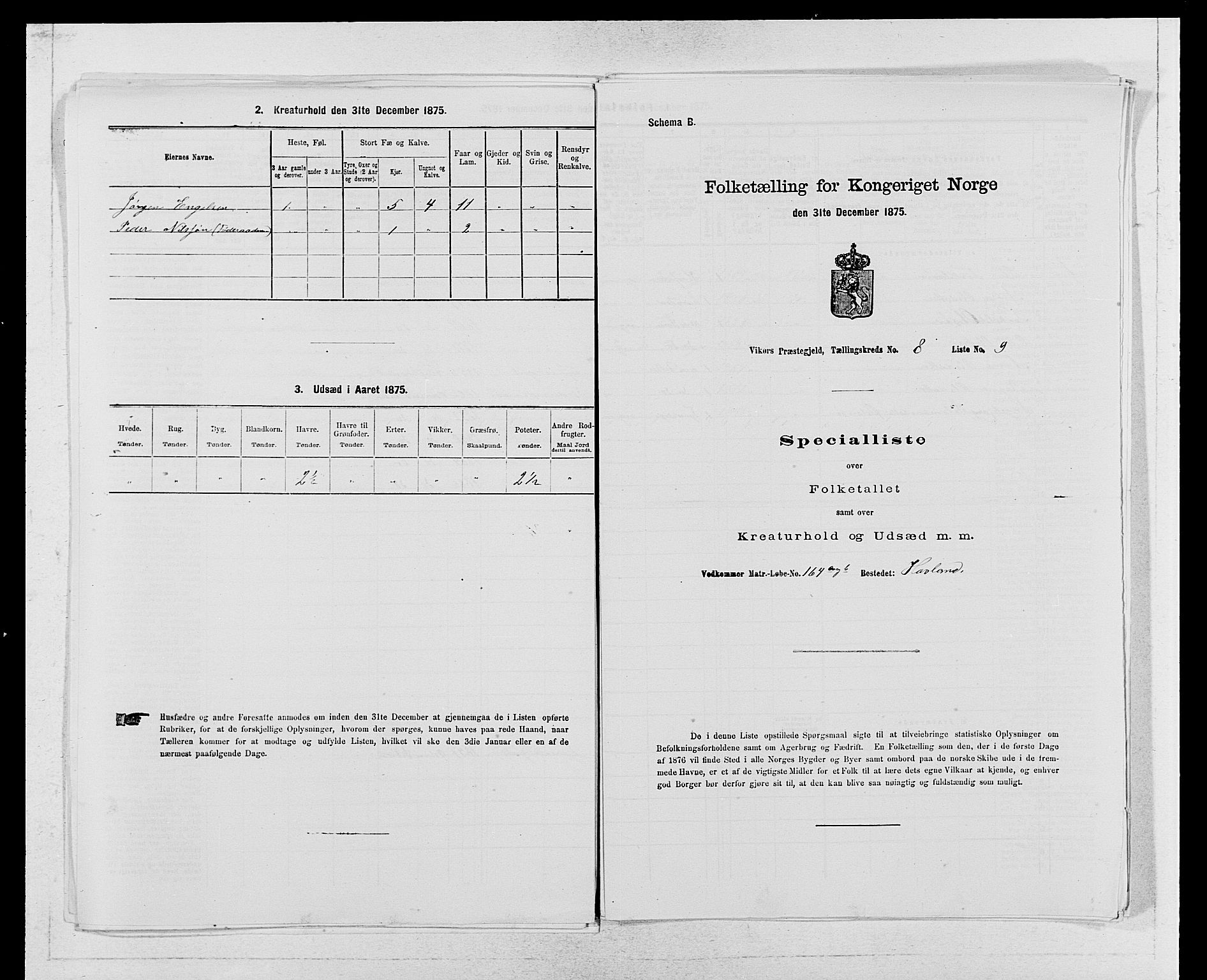 SAB, 1875 census for 1238P Vikør, 1875, p. 994