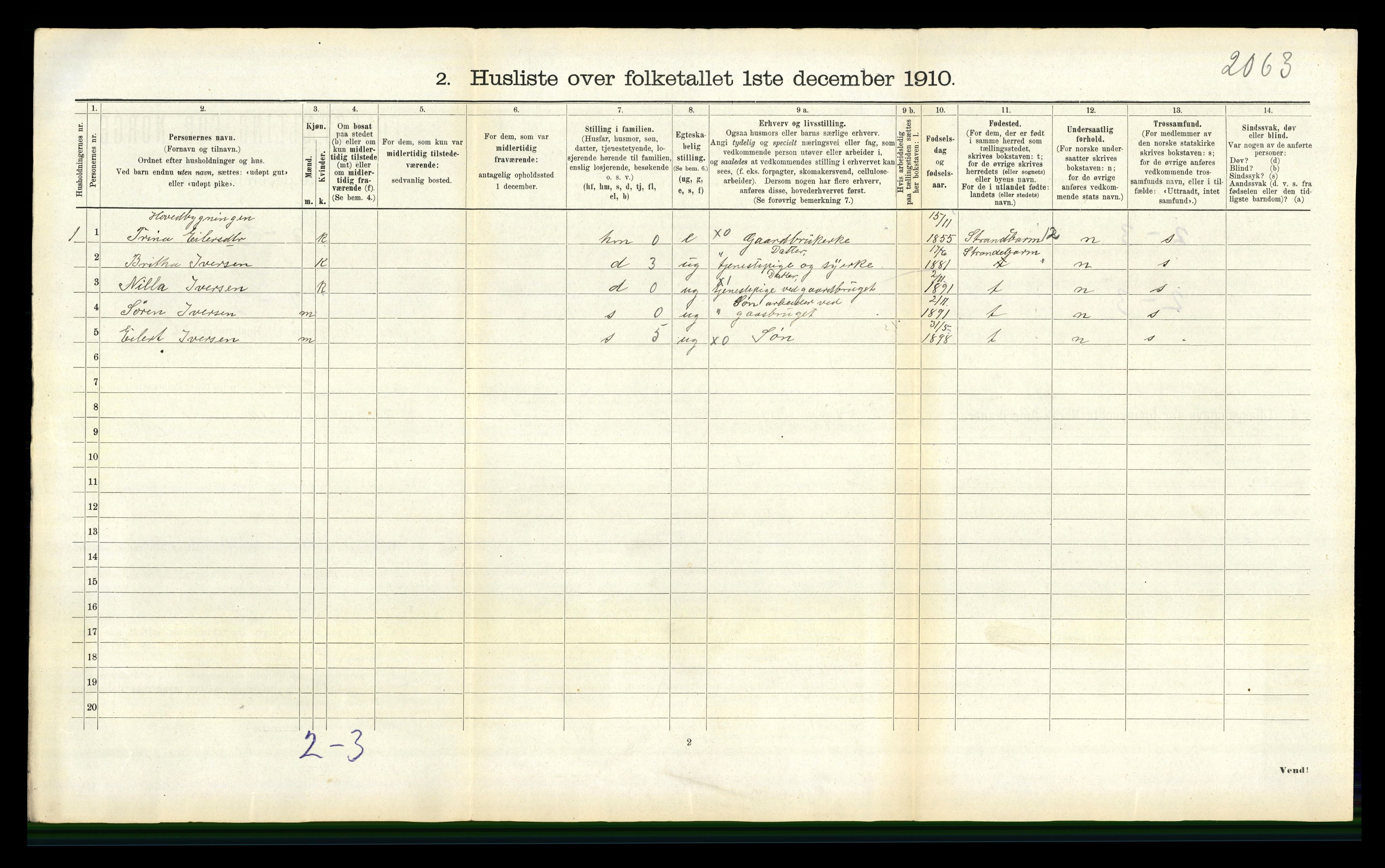 RA, 1910 census for Gulen, 1910, p. 207