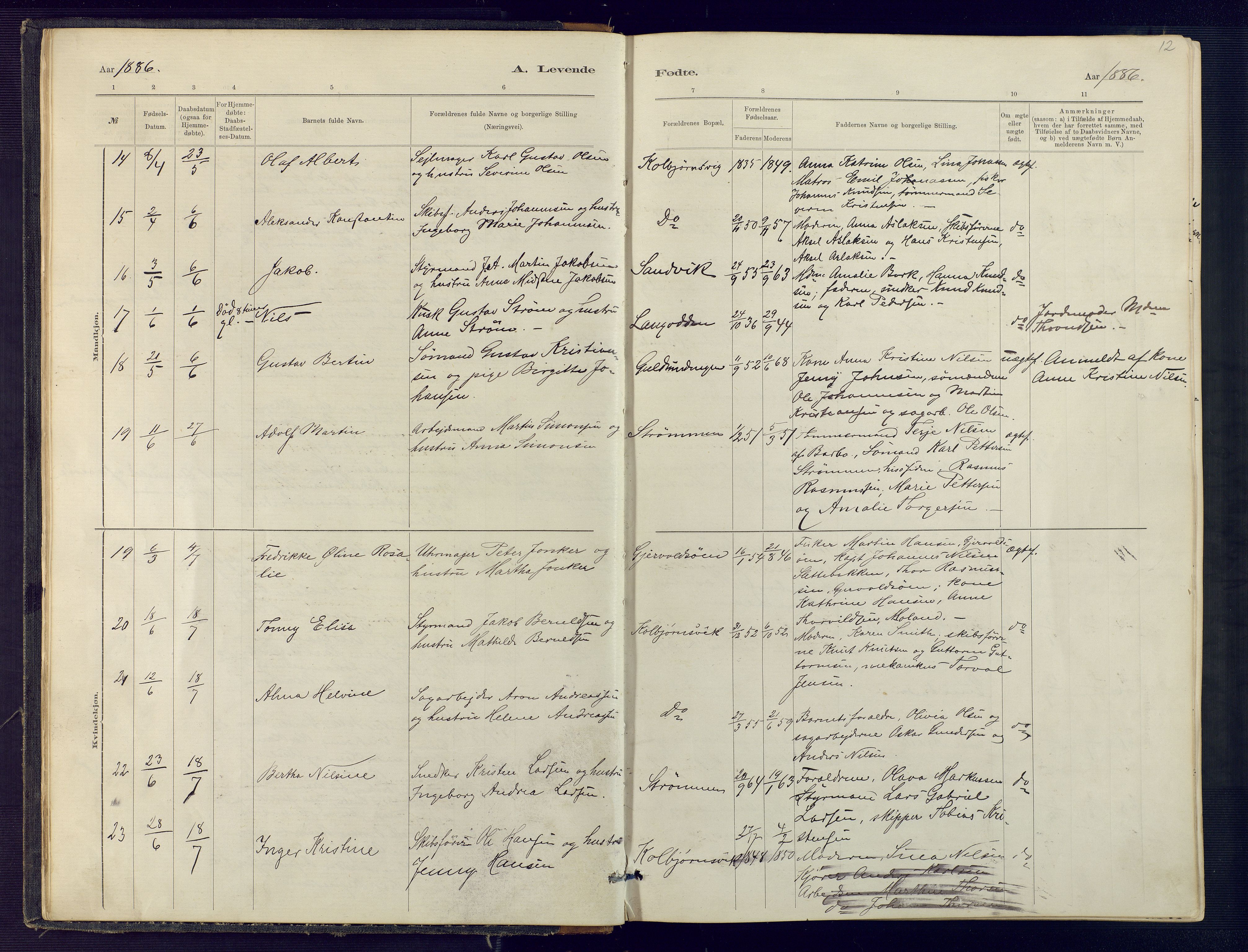 Hisøy sokneprestkontor, SAK/1111-0020/F/Fb/L0003: Parish register (copy) no. B 3, 1885-1905, p. 12