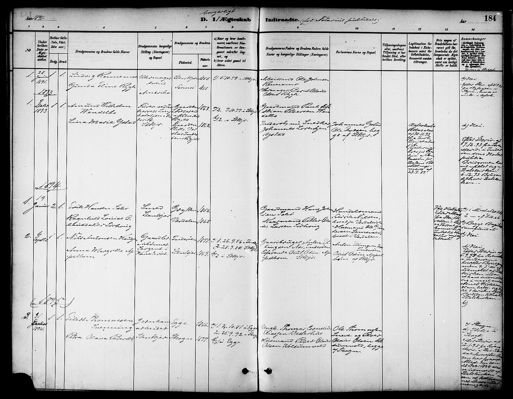 Ministerialprotokoller, klokkerbøker og fødselsregistre - Nord-Trøndelag, SAT/A-1458/739/L0371: Parish register (official) no. 739A03, 1881-1895, p. 184
