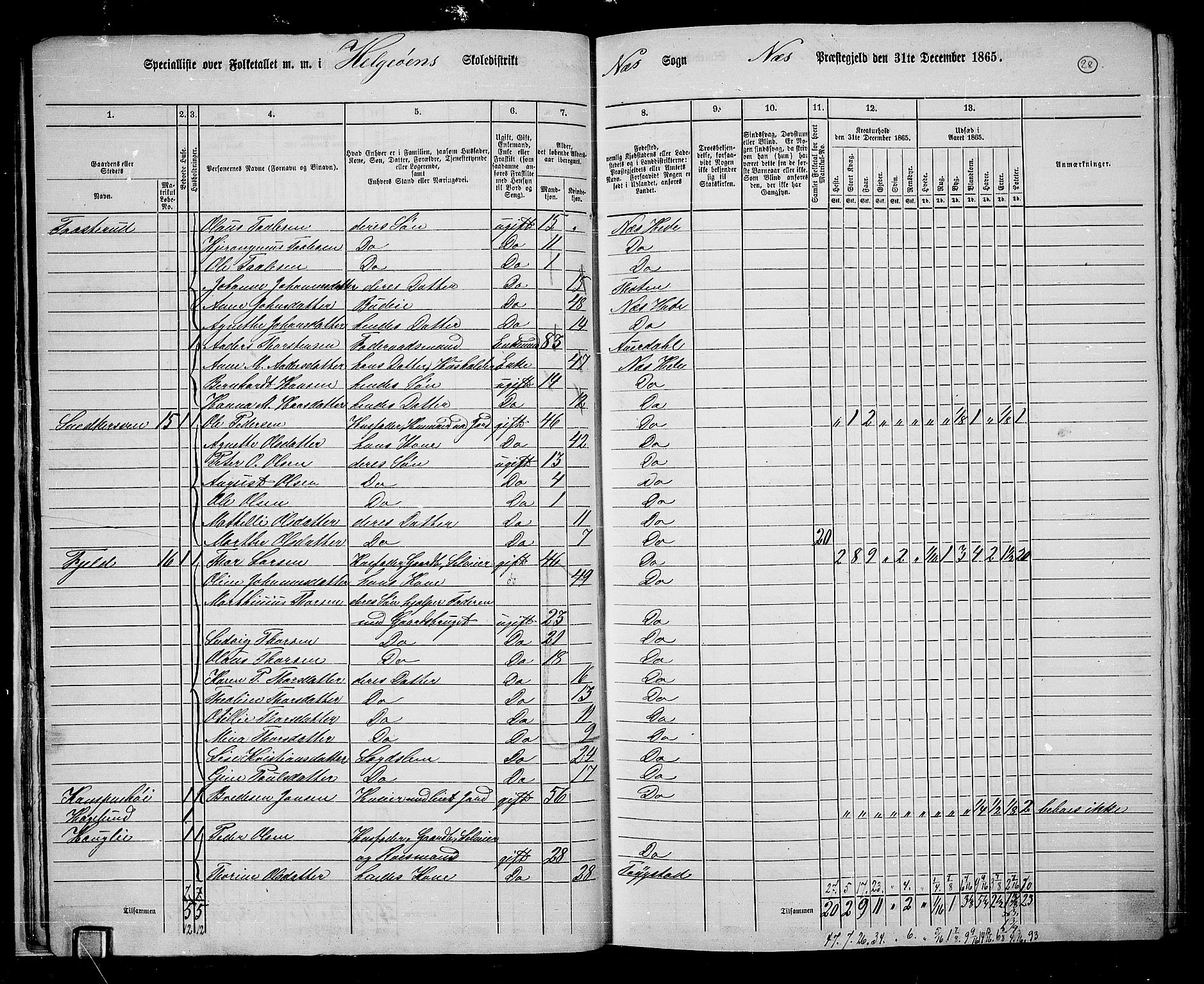 RA, 1865 census for Nes, 1865, p. 26