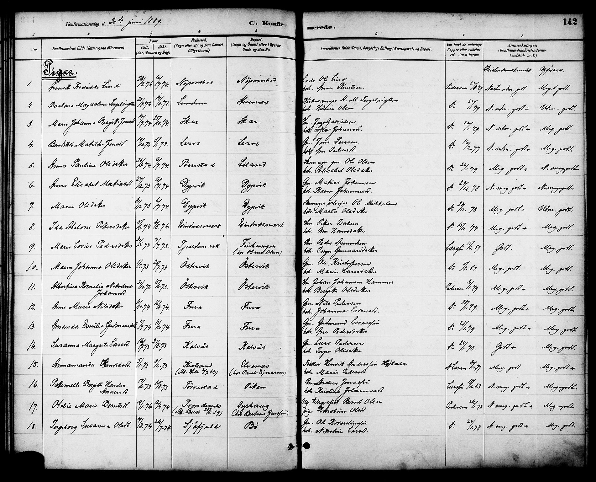 Ministerialprotokoller, klokkerbøker og fødselsregistre - Nordland, SAT/A-1459/863/L0898: Parish register (official) no. 863A10, 1886-1897, p. 142