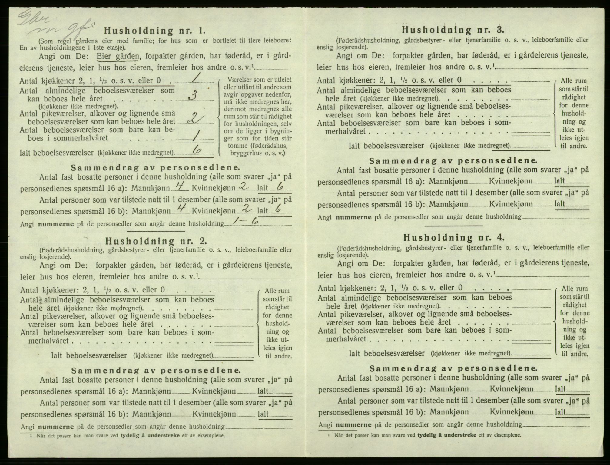 SAB, 1920 census for Kvam, 1920, p. 1156