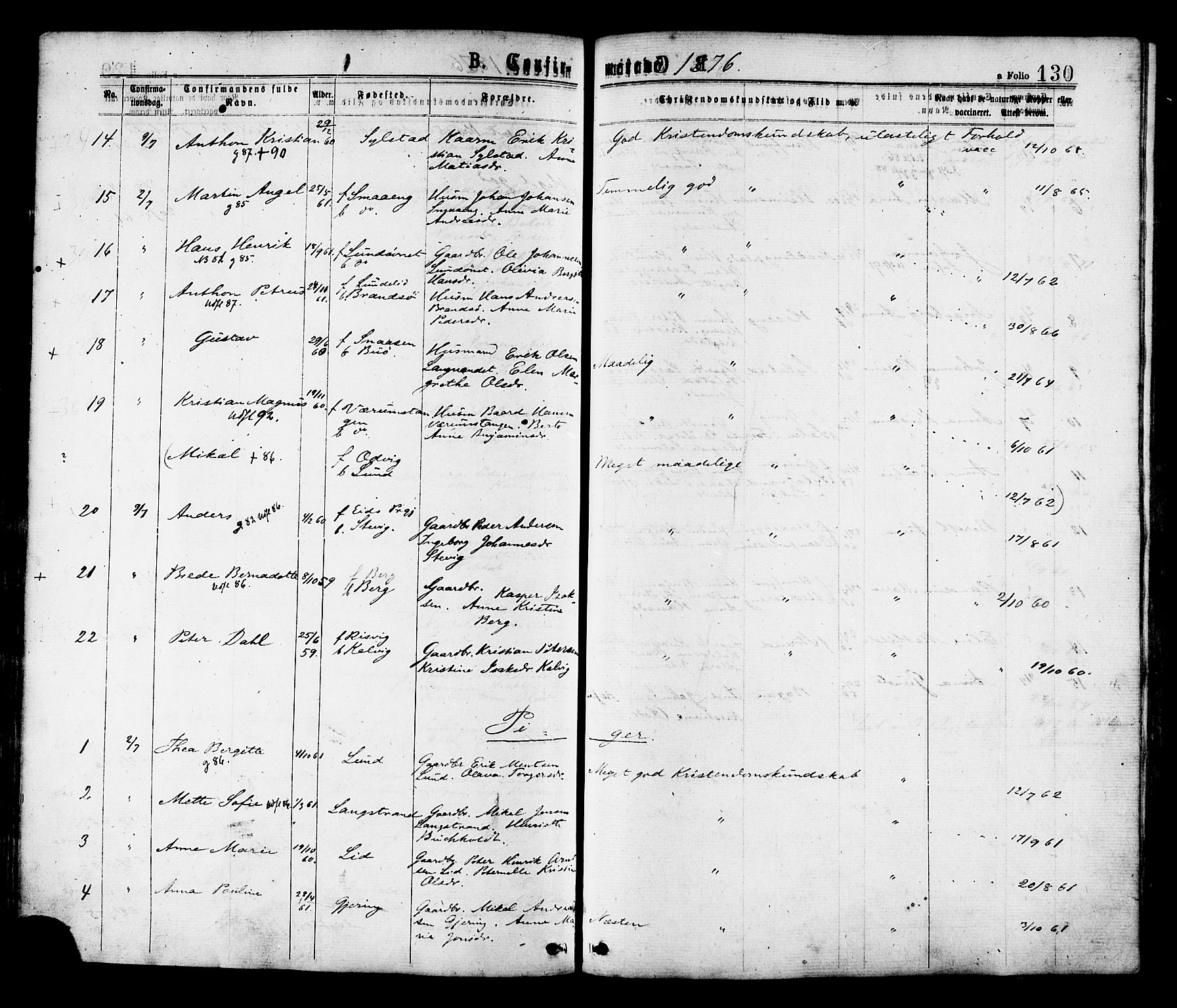 Ministerialprotokoller, klokkerbøker og fødselsregistre - Nord-Trøndelag, AV/SAT-A-1458/780/L0642: Parish register (official) no. 780A07 /1, 1874-1885, p. 130