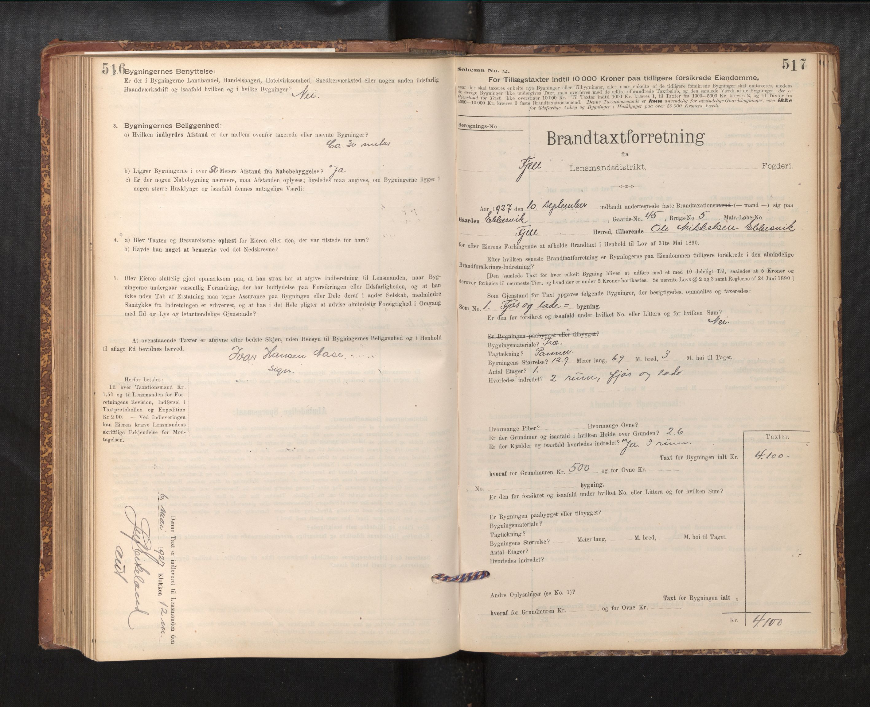 Lensmannen i Fjell, SAB/A-32301/0012/L0005: Branntakstprotokoll, skjematakst, 1895-1931, p. 516-517