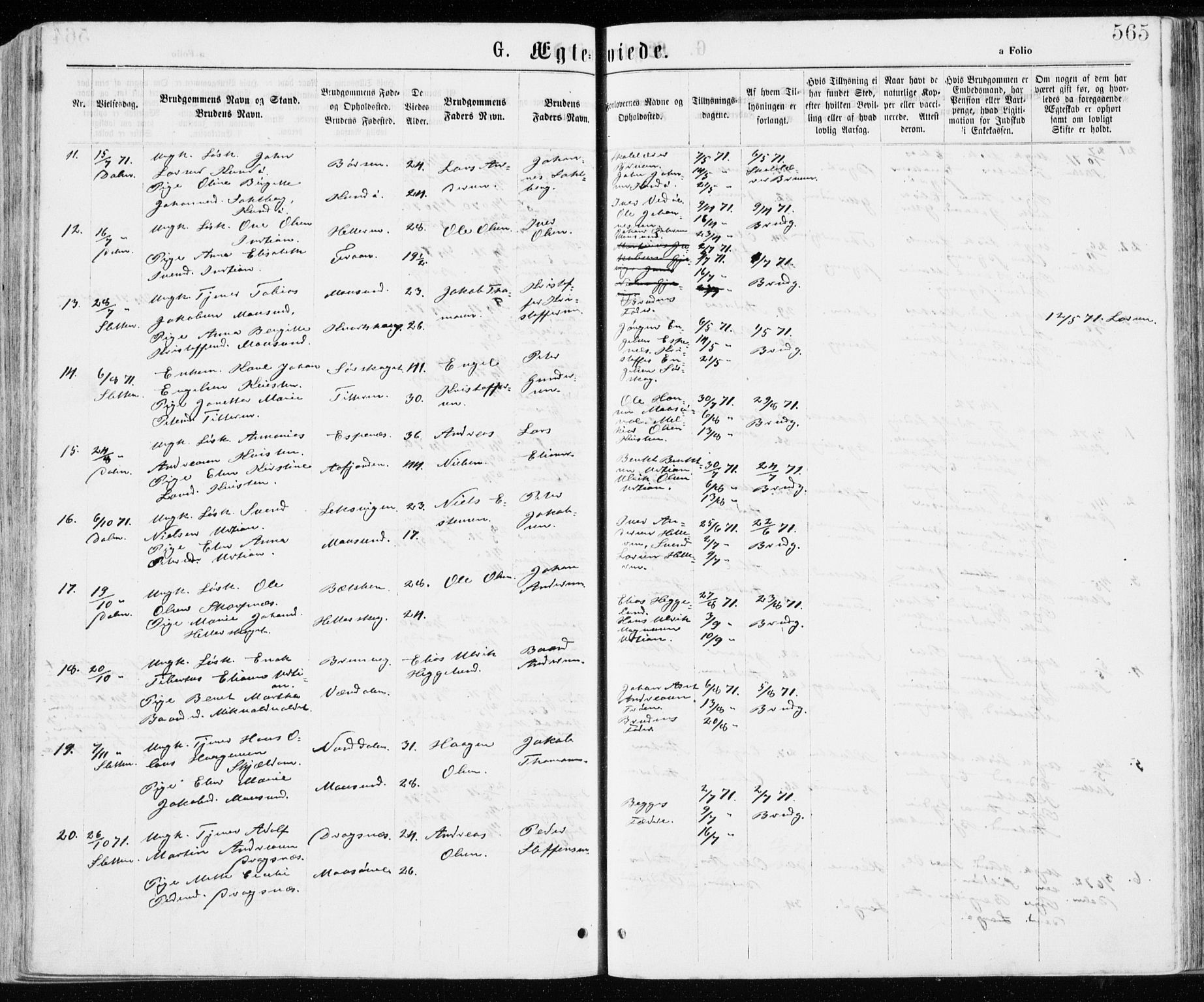 Ministerialprotokoller, klokkerbøker og fødselsregistre - Sør-Trøndelag, AV/SAT-A-1456/640/L0576: Parish register (official) no. 640A01, 1846-1876, p. 565