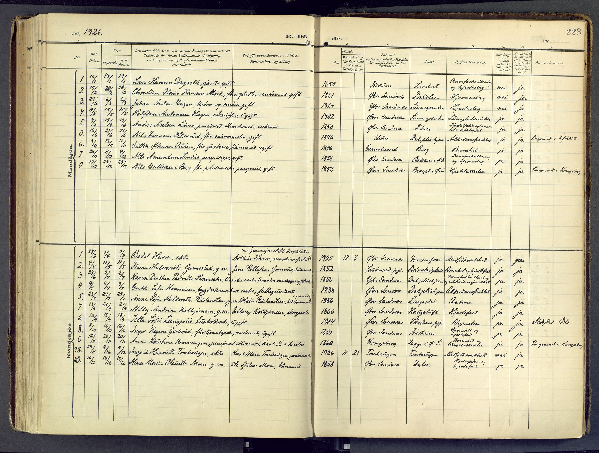 Sandsvær kirkebøker, AV/SAKO-A-244/F/Fd/L0002: Parish register (official) no. IV 2, 1906-1943, p. 228