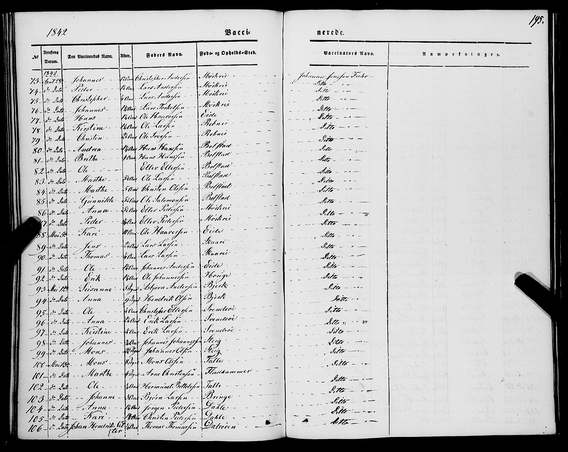 Luster sokneprestembete, AV/SAB-A-81101/H/Haa/Haaa/L0006: Parish register (official) no. A 6, 1840-1848, p. 195