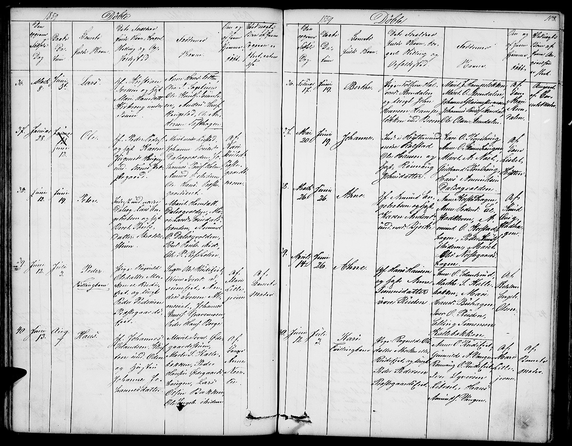 Sør-Fron prestekontor, AV/SAH-PREST-010/H/Ha/Hab/L0001: Parish register (copy) no. 1, 1844-1863, p. 108