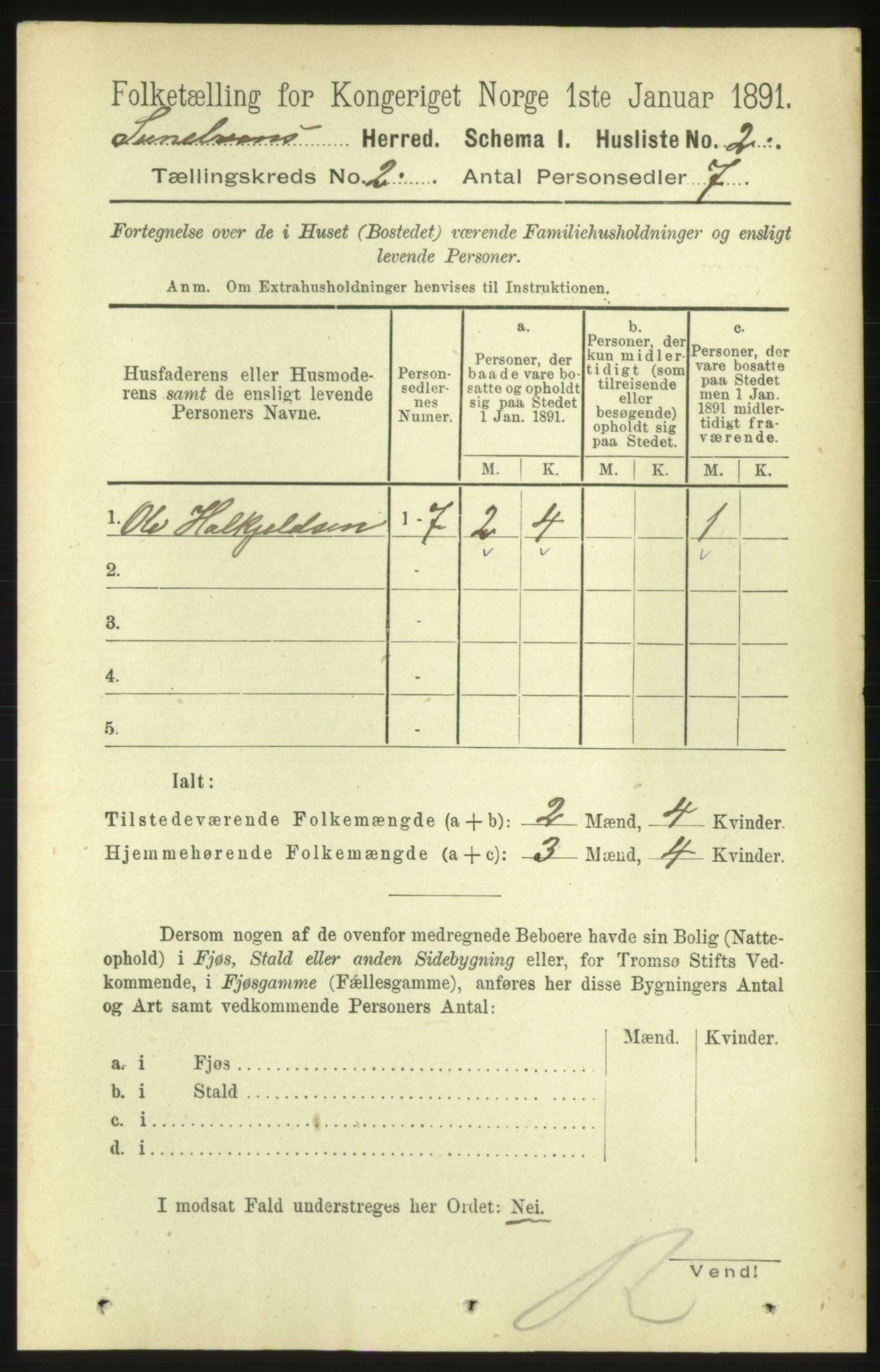 RA, 1891 census for 1523 Sunnylven, 1891, p. 352