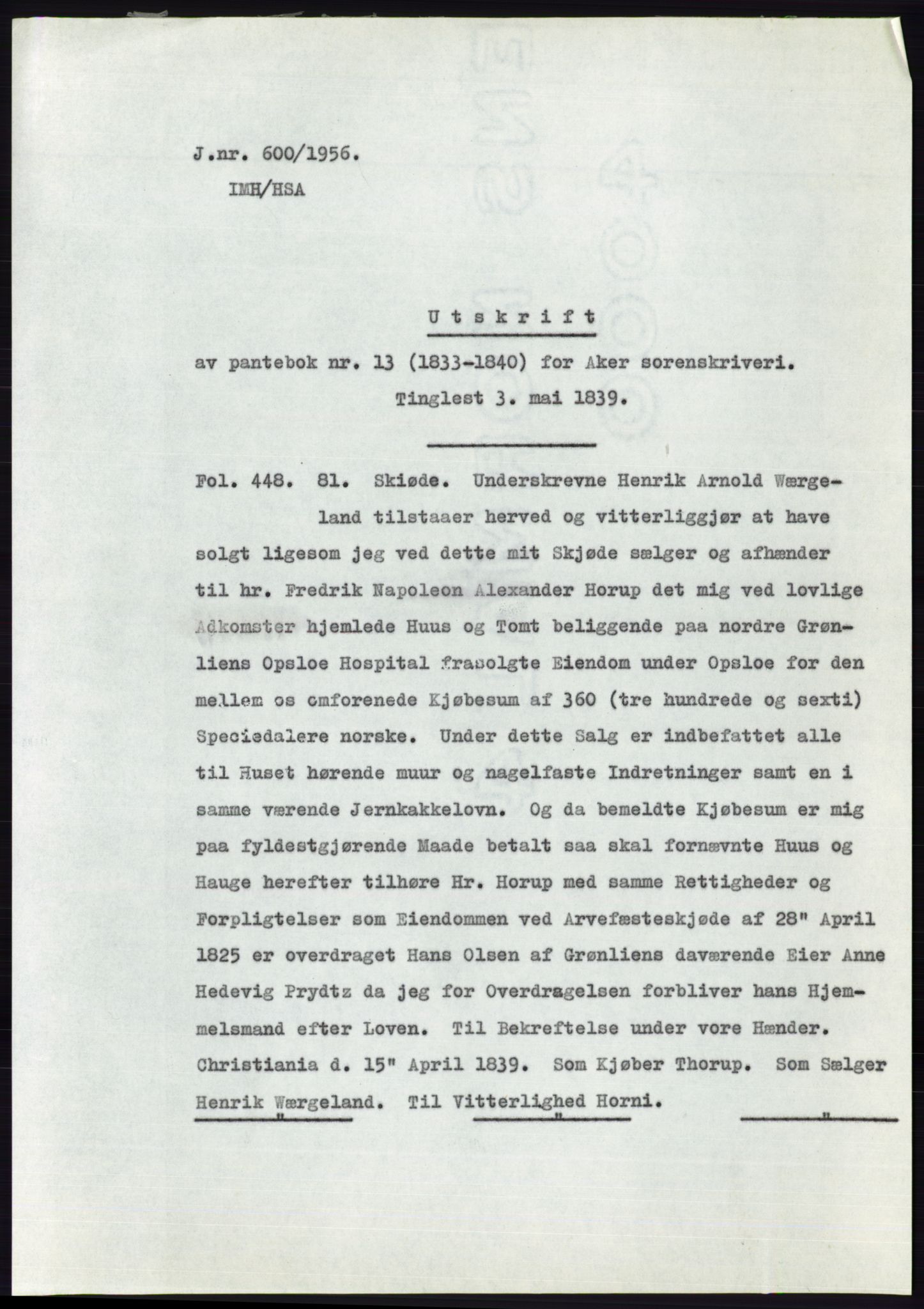 Statsarkivet i Oslo, SAO/A-10621/Z/Zd/L0004: Avskrifter, j.nr 1-797/1956, 1956, p. 374