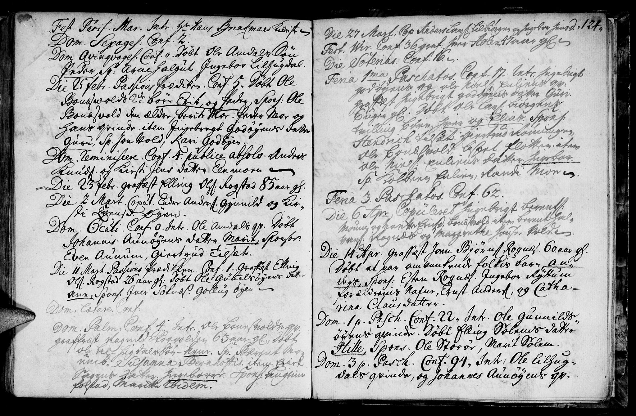 Ministerialprotokoller, klokkerbøker og fødselsregistre - Sør-Trøndelag, SAT/A-1456/687/L0990: Parish register (official) no. 687A01, 1690-1746, p. 124