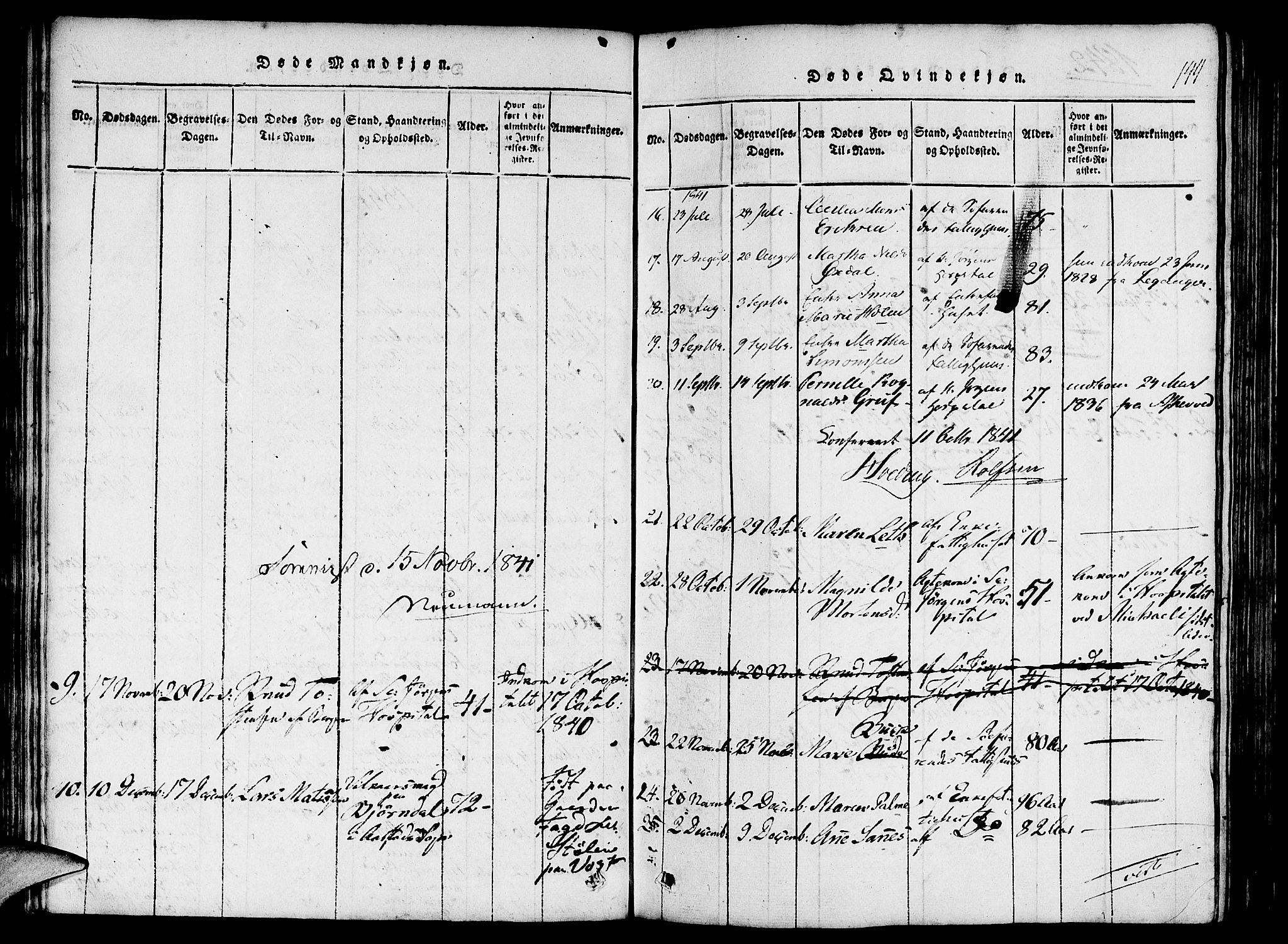 St. Jørgens hospital og Årstad sokneprestembete, AV/SAB-A-99934: Parish register (official) no. A 3, 1815-1843, p. 144