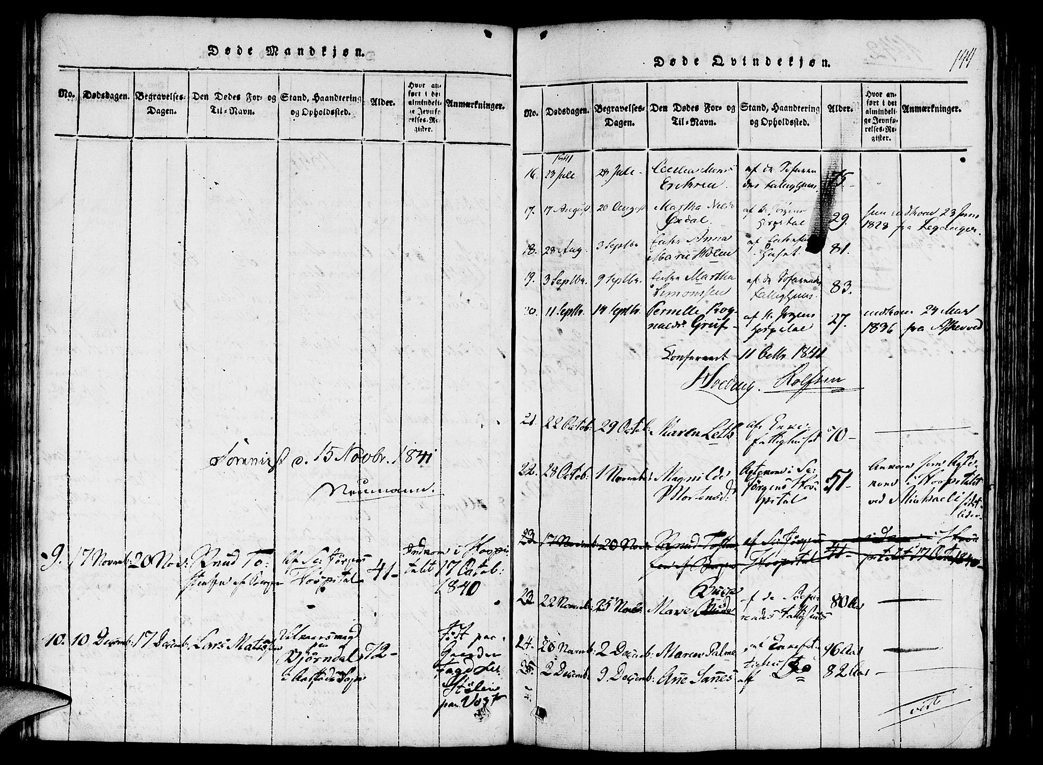 St. Jørgens hospital og Årstad sokneprestembete, SAB/A-99934: Parish register (official) no. A 3, 1815-1843, p. 144