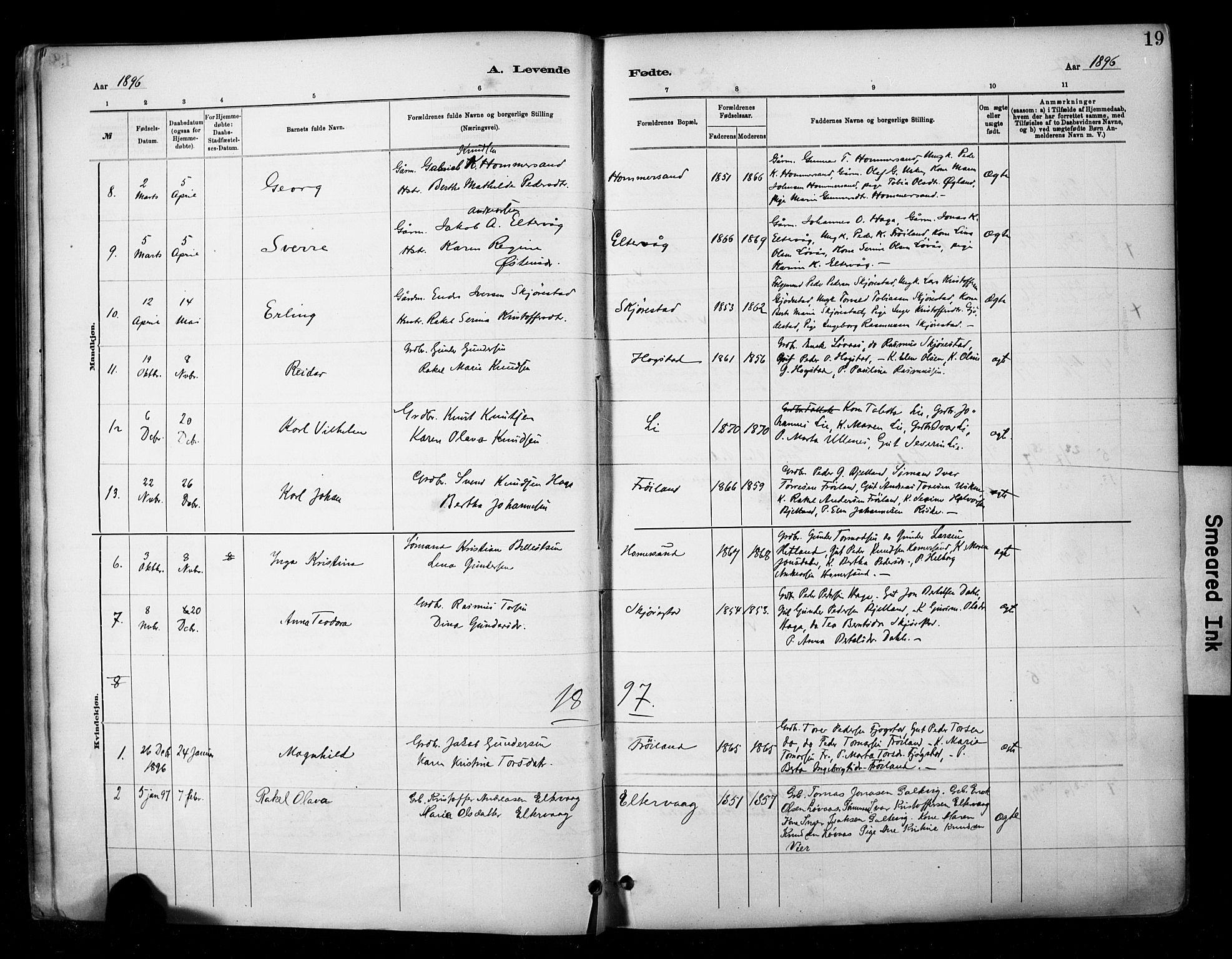 Hetland sokneprestkontor, AV/SAST-A-101826/30/30BA/L0010: Parish register (official) no. A 10, 1882-1925, p. 19