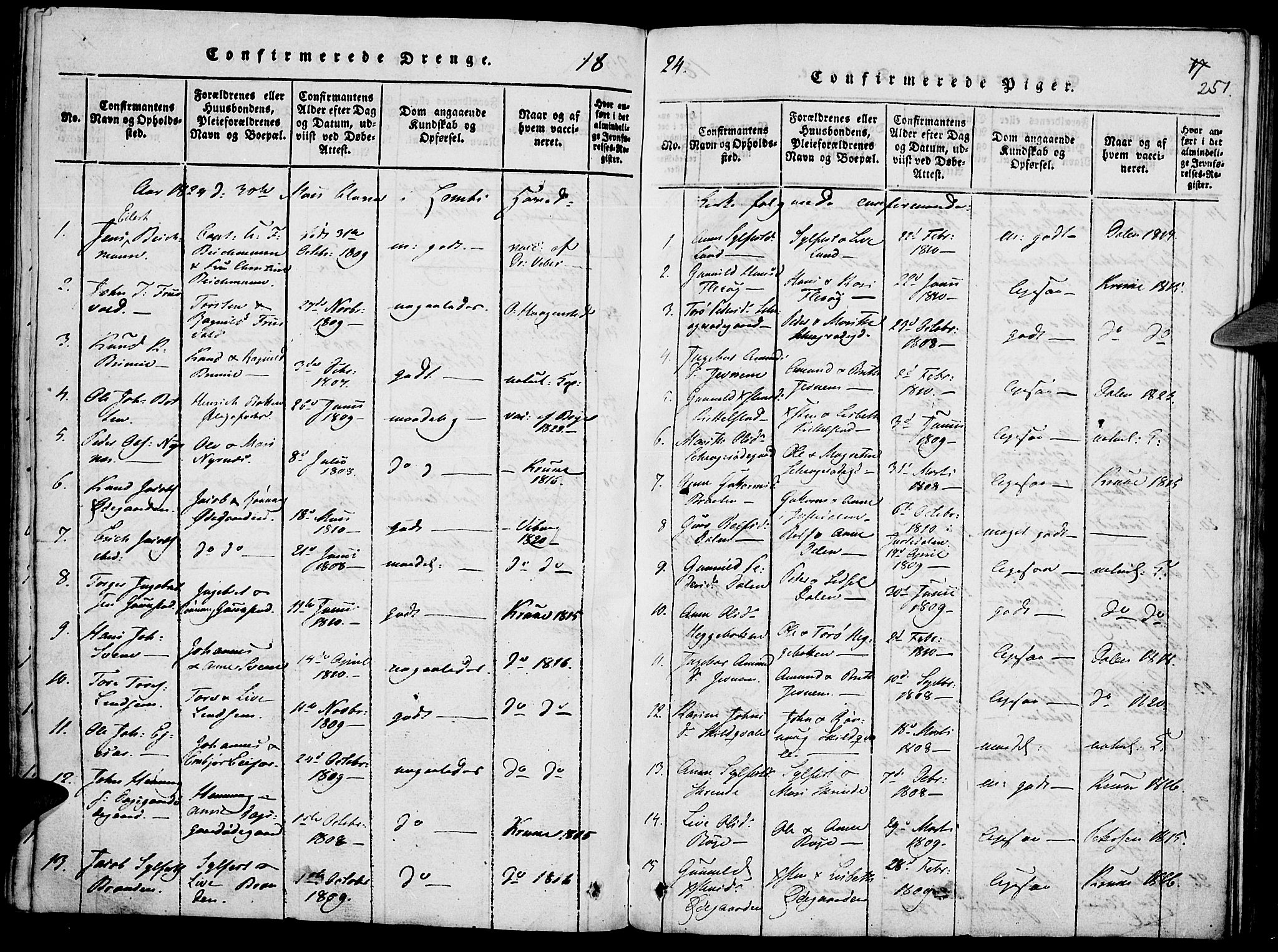Lom prestekontor, SAH/PREST-070/K/L0004: Parish register (official) no. 4, 1815-1825, p. 251