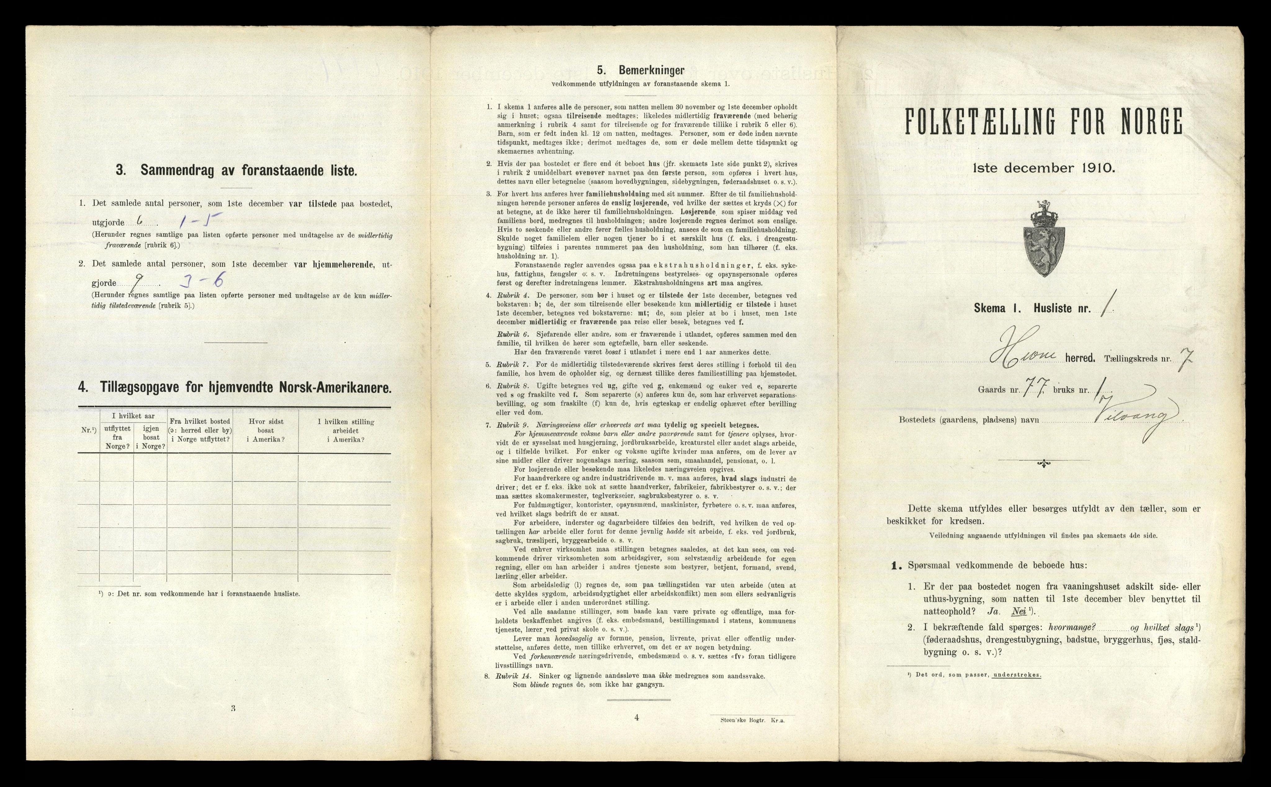 RA, 1910 census for Hemne, 1910, p. 813