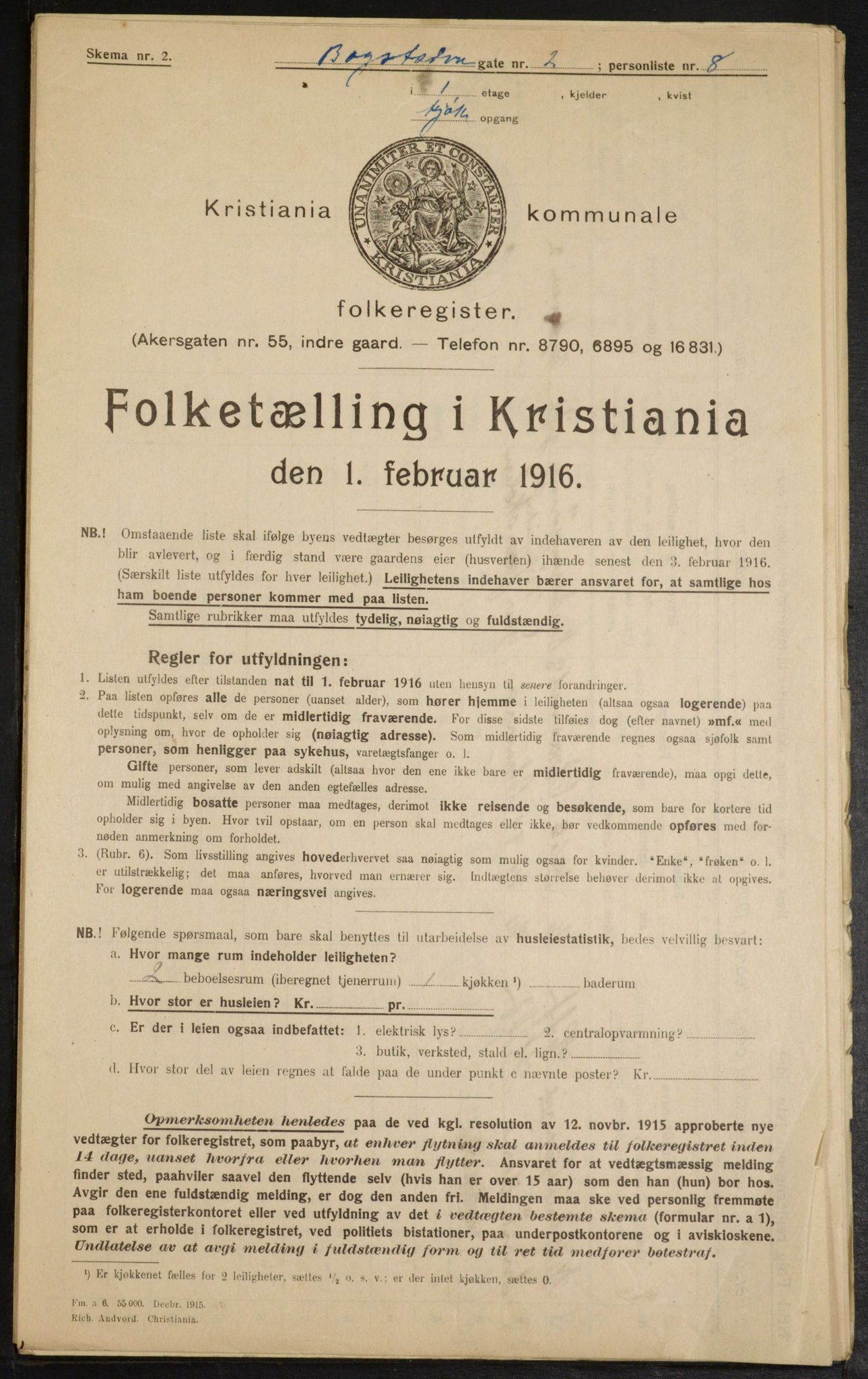 OBA, Municipal Census 1916 for Kristiania, 1916, p. 6873