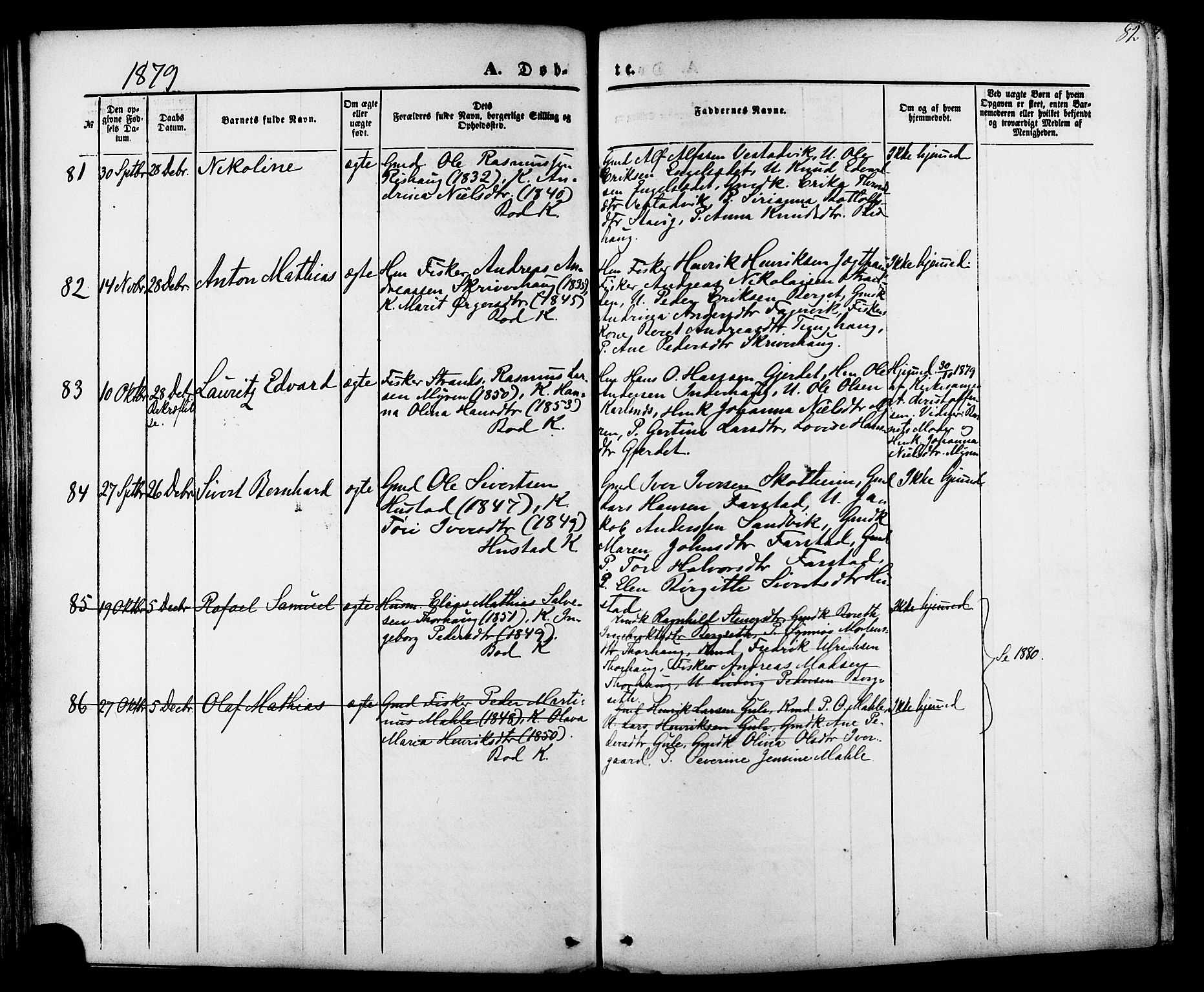 Ministerialprotokoller, klokkerbøker og fødselsregistre - Møre og Romsdal, AV/SAT-A-1454/566/L0768: Parish register (official) no. 566A07, 1869-1881, p. 82