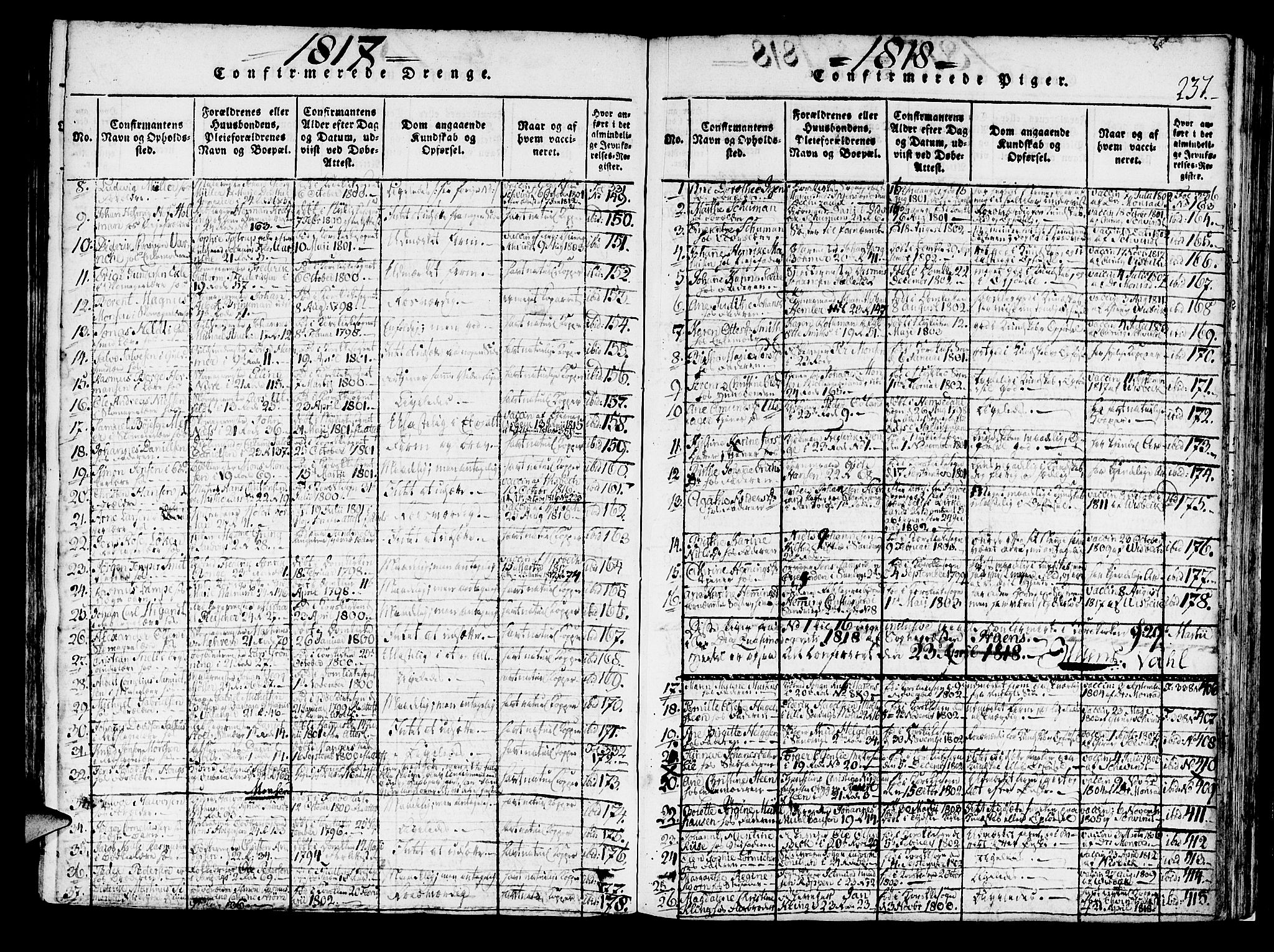 Korskirken sokneprestembete, SAB/A-76101/H/Haa/L0013: Parish register (official) no. A 13, 1815-1822, p. 237