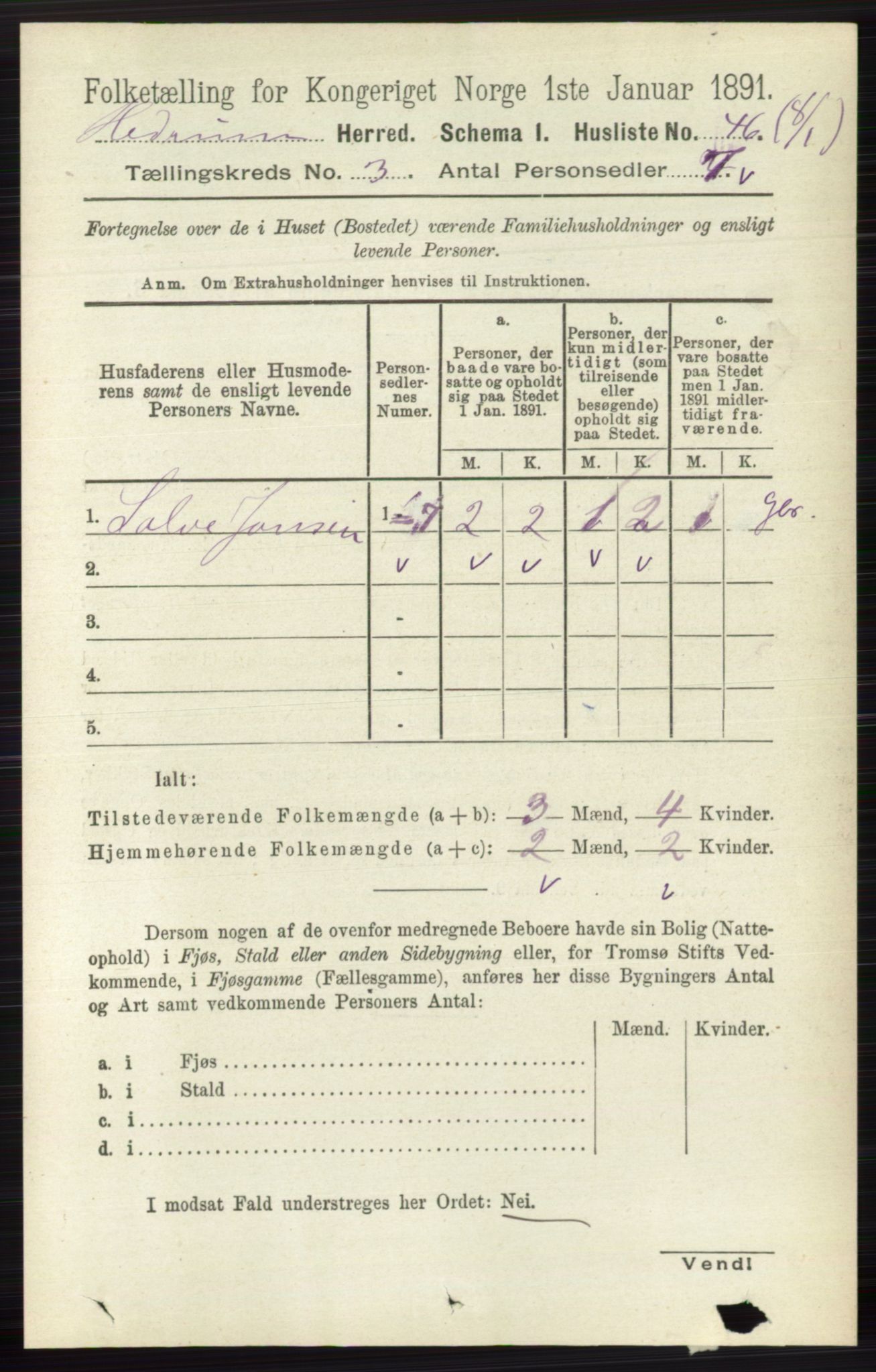 RA, 1891 census for 0727 Hedrum, 1891, p. 968