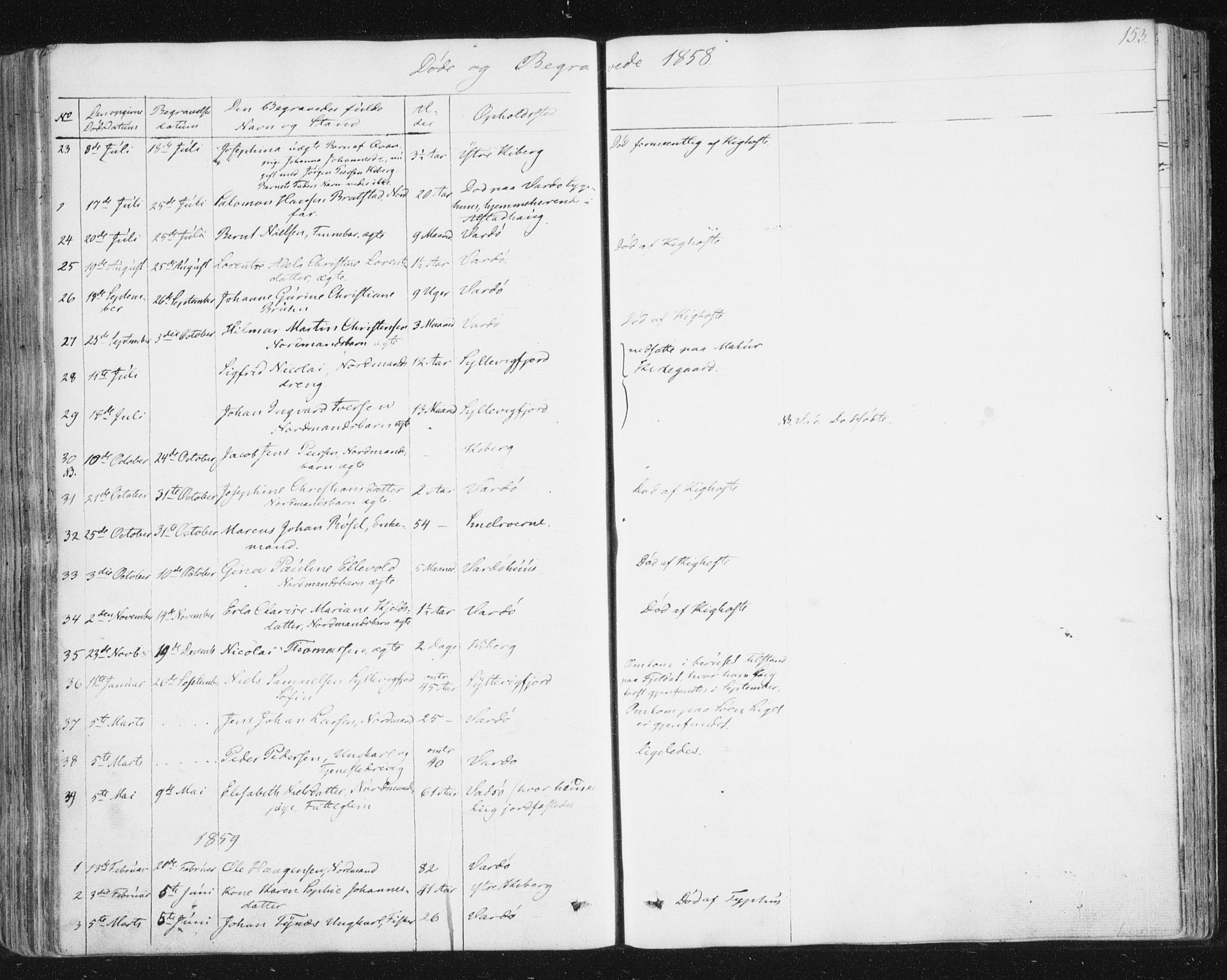 Vardø sokneprestkontor, AV/SATØ-S-1332/H/Ha/L0003kirke: Parish register (official) no. 3, 1843-1861, p. 153