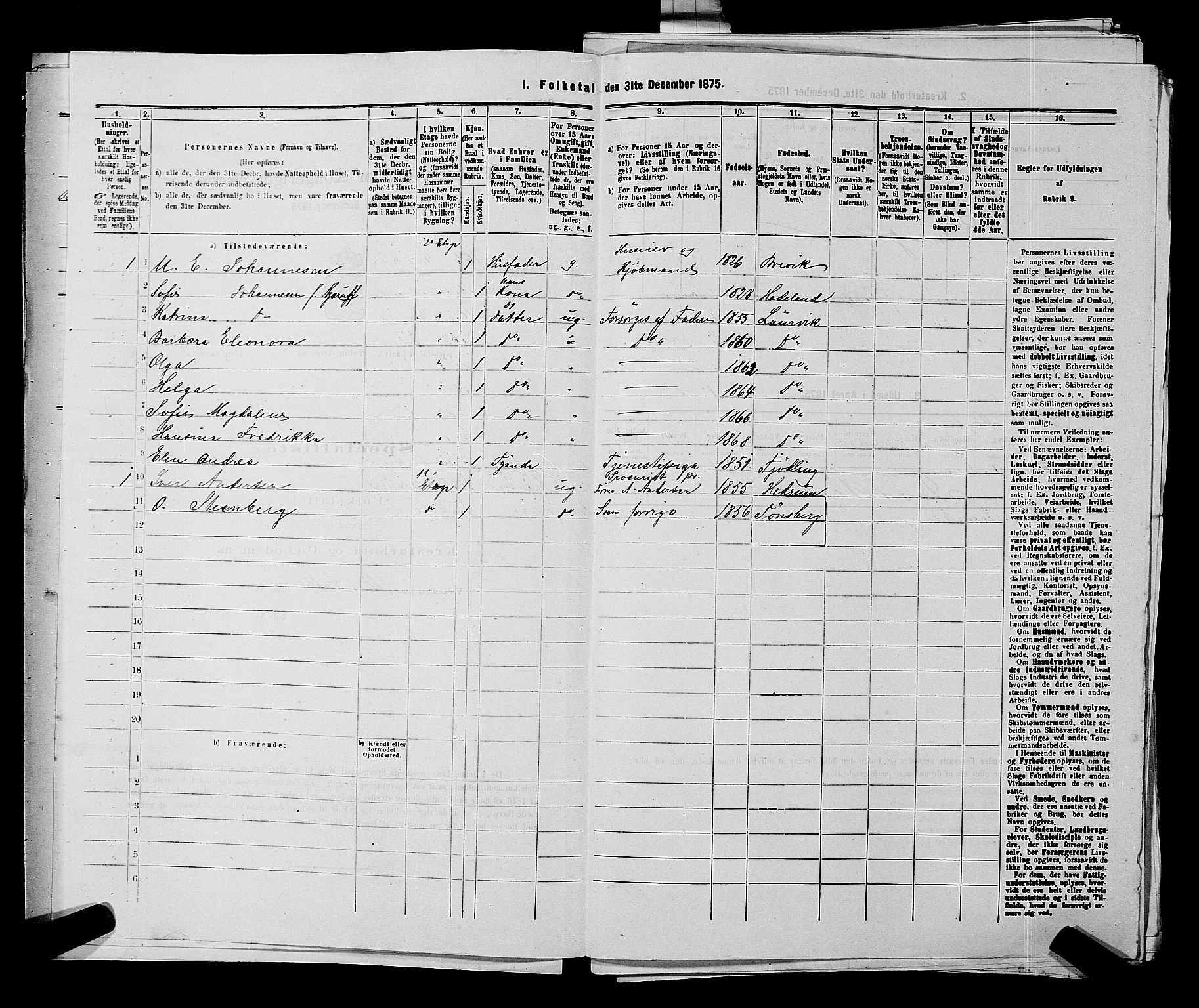 SAKO, 1875 census for 0707P Larvik, 1875, p. 548