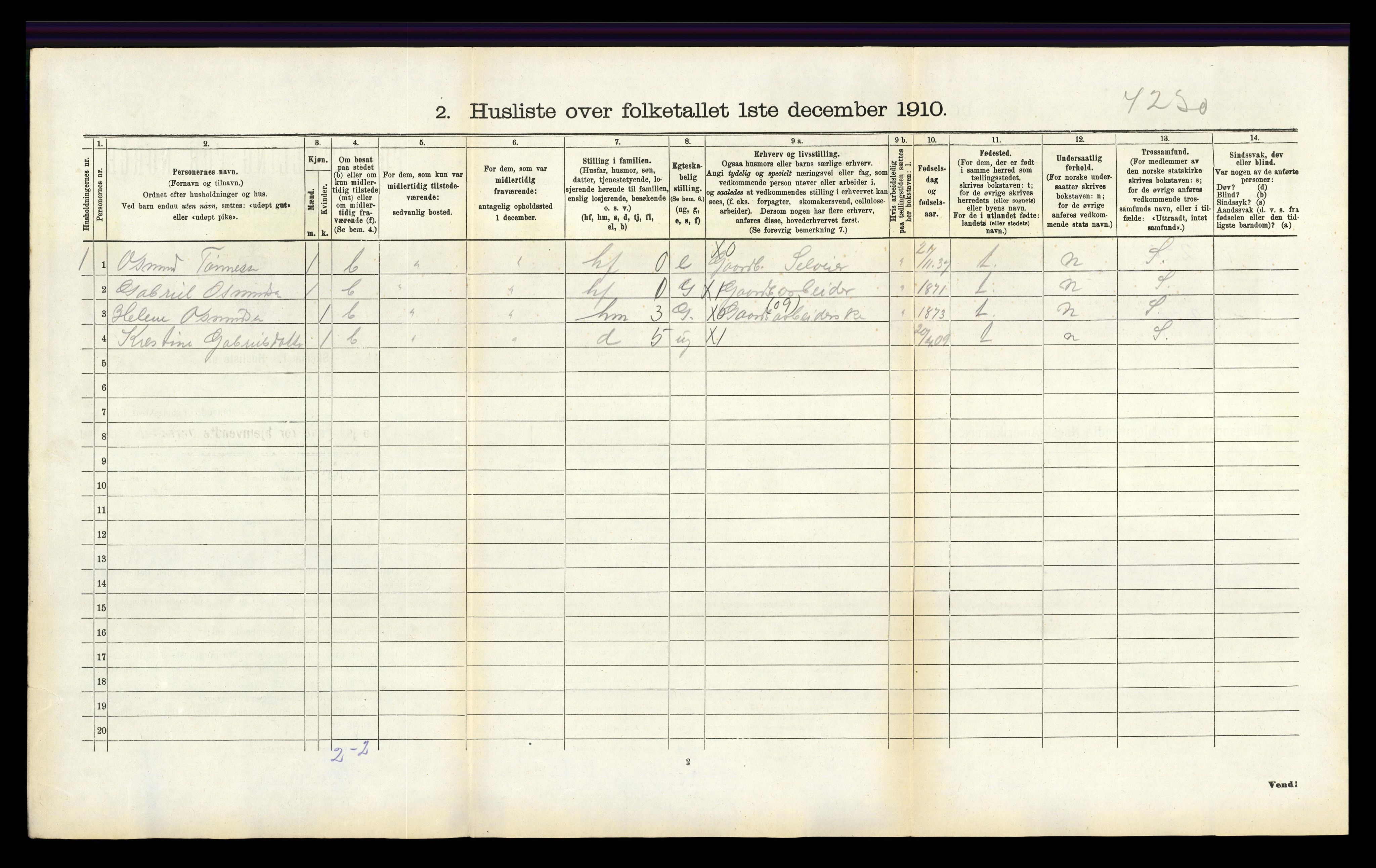 RA, 1910 census for Bakke, 1910, p. 308