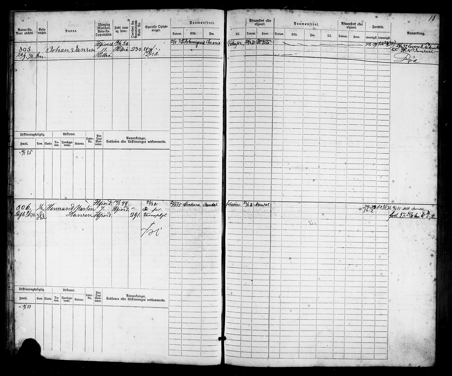 Flekkefjord mønstringskrets, AV/SAK-2031-0018/F/Fb/L0009: Hovedrulle nr 771-1533, Æ-6, 1868-1900, p. 19