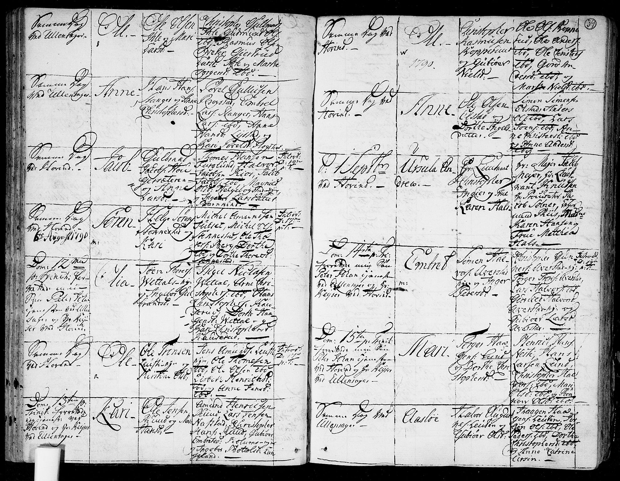 Ullensaker prestekontor Kirkebøker, SAO/A-10236a/F/Fa/L0007: Parish register (official) no. I 7, 1786-1815, p. 39