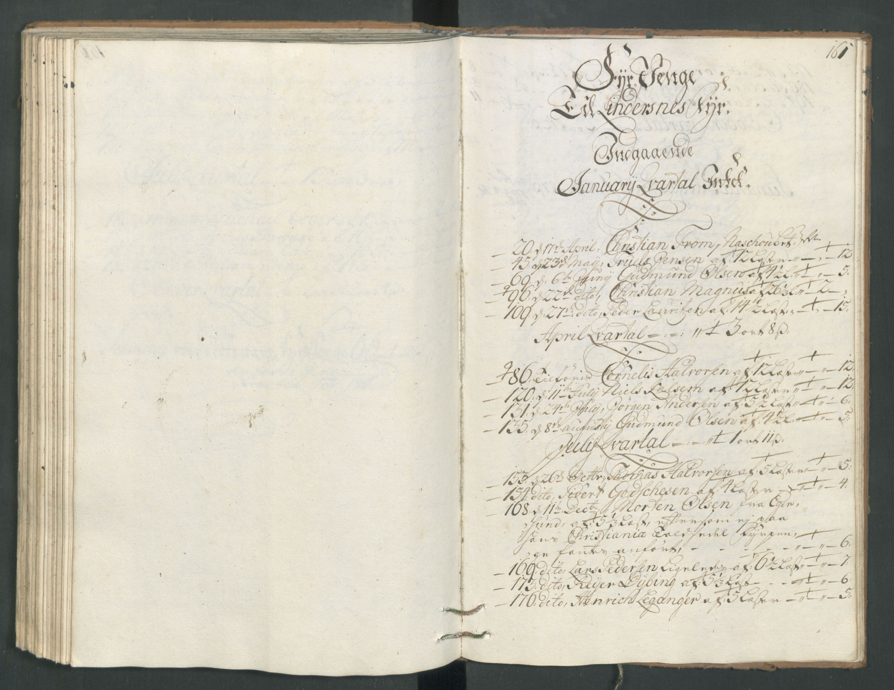 Generaltollkammeret, tollregnskaper, AV/RA-EA-5490/R22/L0012/0001: Tollregnskaper Stavanger / Hovedtollbok, 1733, p. 156b-157a
