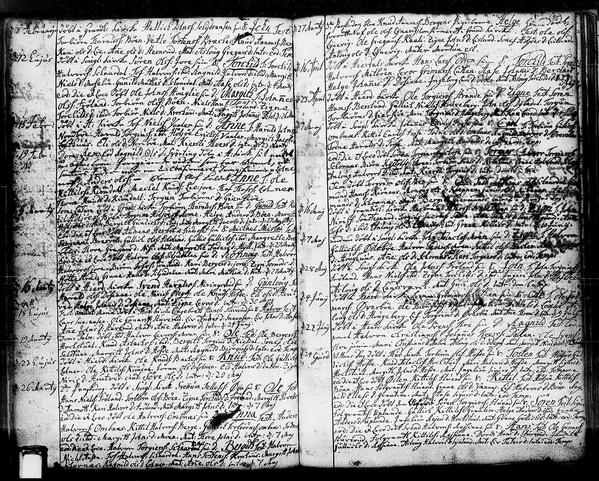 Hjartdal kirkebøker, SAKO/A-270/F/Fa/L0003: Parish register (official) no. I 3, 1727-1775, p. 85